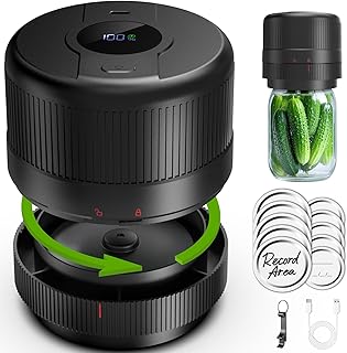 Mason Jar Vacuum Sealer Kit, Electric Sealer for Wide and Regular Mouth Mason Lids, Canning Vacuum Sealer Mason Jar, Automatic Vacuum Sealer Machine for Food Storage