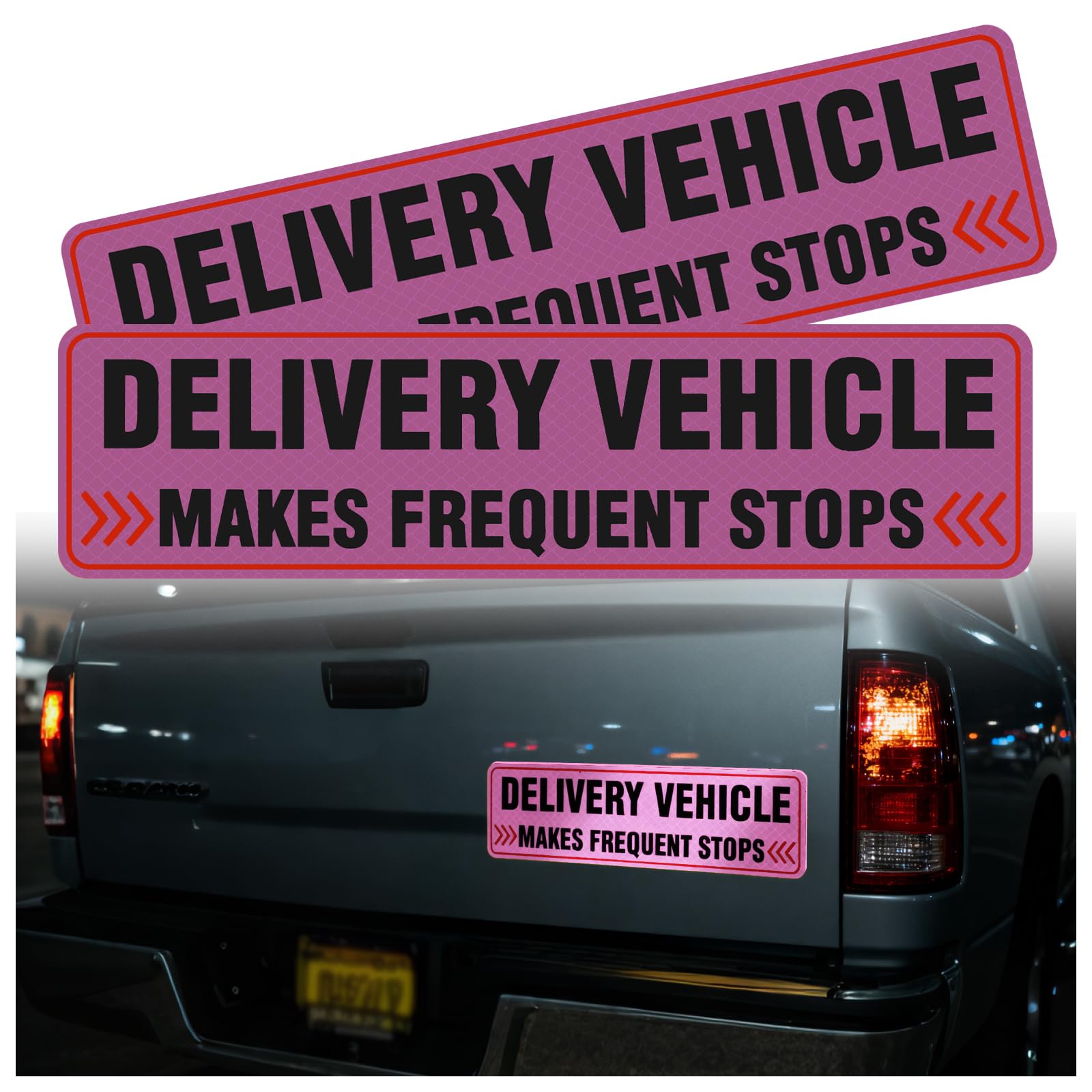 2PCS Reflective Delivery Driver Magnet for Car,Eye-catching Frequent Stops Car Magnet as Delivery Driver Accessories, Waterproof Deliveries Magnetic Cars Sign Cars Accessories (Pink)