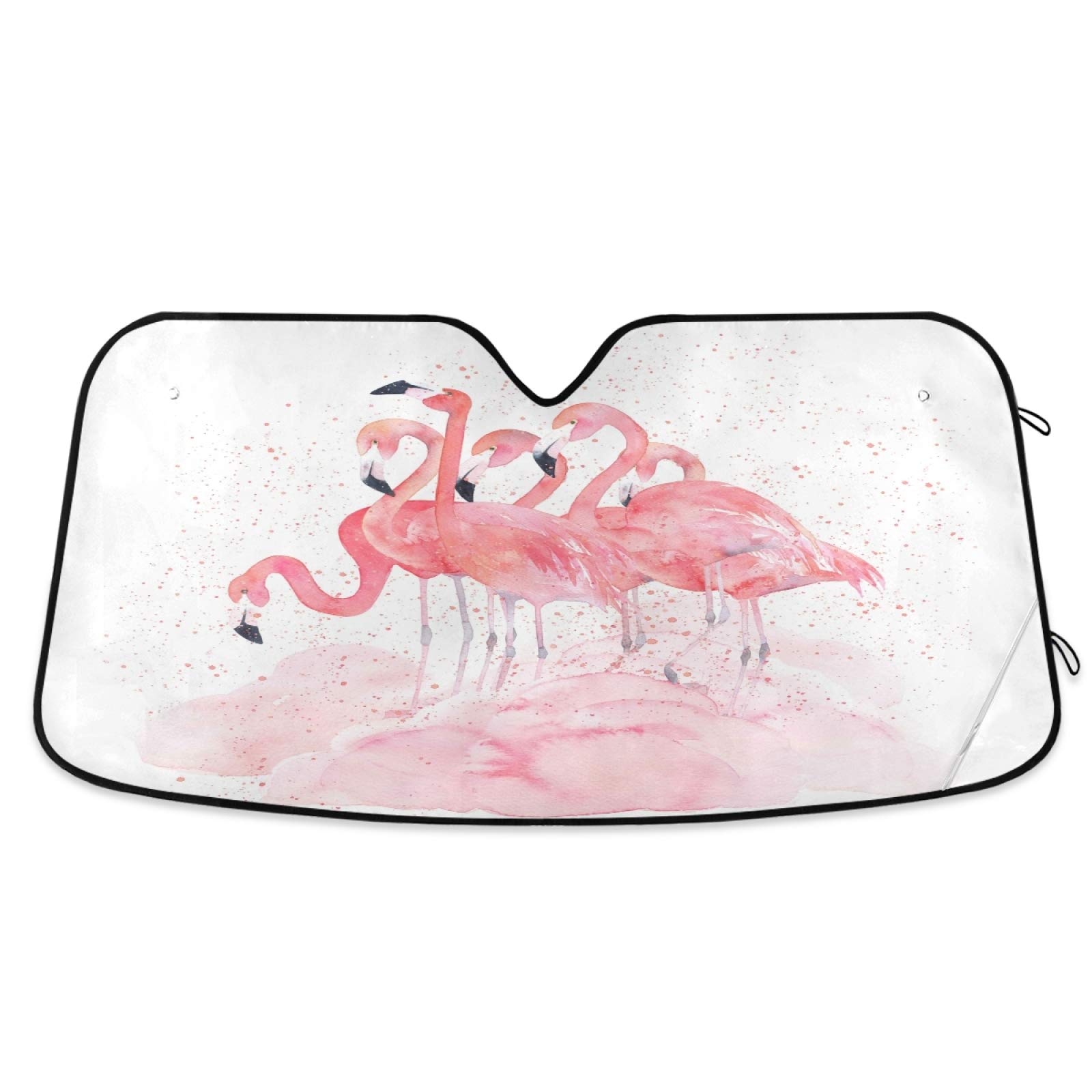 Summer Tropical Flamingo Cloud Car Sun Shade Windshield Pink Birds Sunshades Reflective UV Rays Protector Keep Your Vehicle Cool Visor Cover Foldable Retractable for Car Truck SUV
