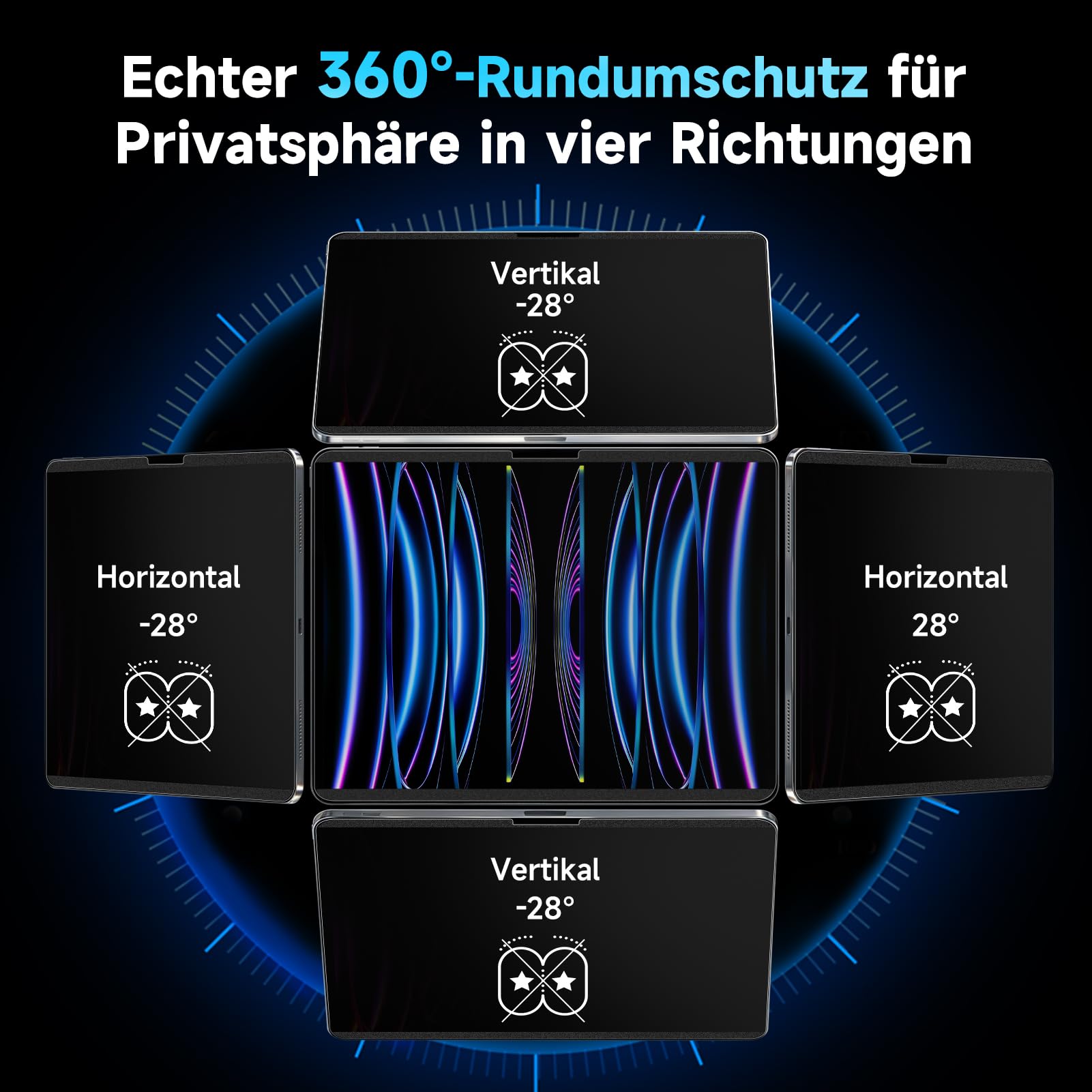 Mamol 360° Magnetischer Sichtschutz für iPad Air 11 Zoll 8/7/6.Gen. (M4/M3/M2), iPad Air 2026/2025/2024, Anti-Spy Blickschutzfolie Abnehmbarer Privacy Screen