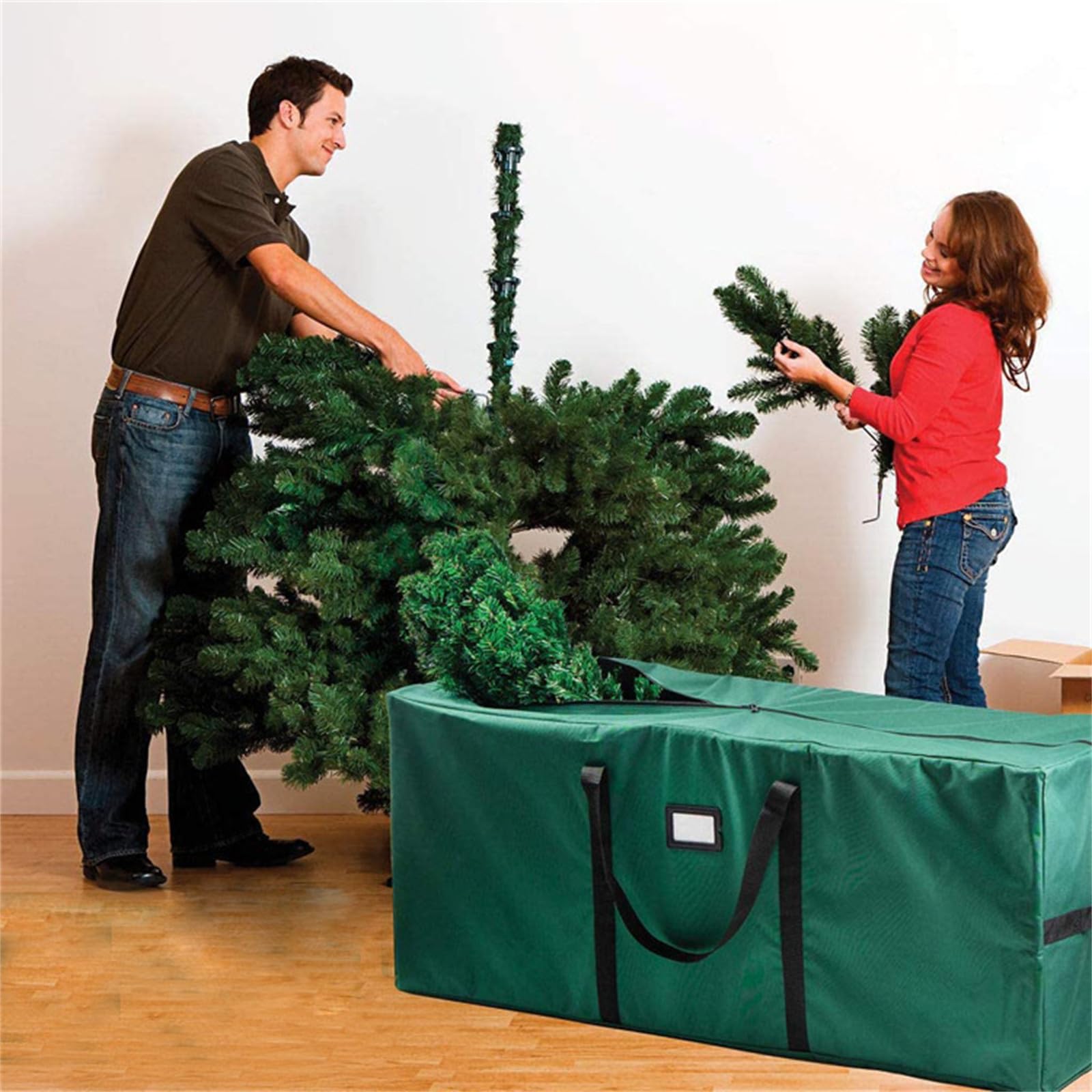 Odot Sac Rangement Sapin de Noel Imperméable, Grand Bande Sac de Rangement de Sapin de Noël Artificiel, pour vêtements, Édredon, Tissu Oxford, avec Poignées (Gris,165x38x76cm)