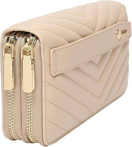 Miniatura 2 de Daisy Rose Embrague de teléfono con doble cremallera y cartera para mujer, bloqueo RFID, organizador de múltiples tarjetas de piel sintética vegana