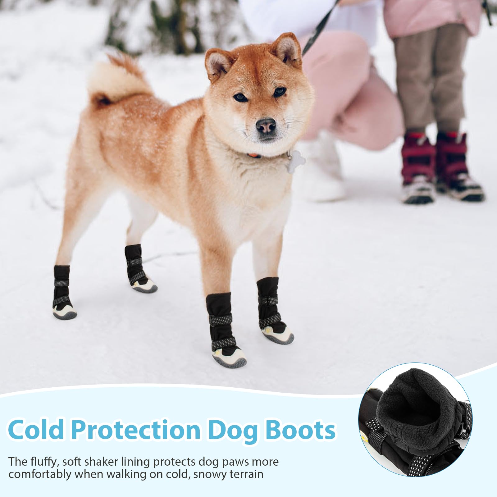 Caossuixin 4PCS Dog Boots for Injured Paws Waterproof Dog Shoes Adjustable with Reflective Straps - Image 3