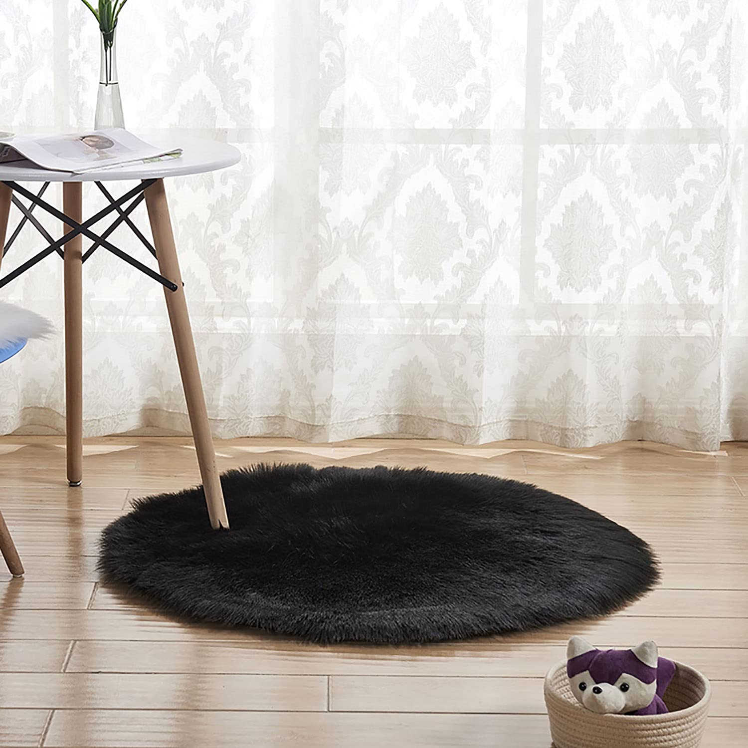 Faux Lammfell Teppich Schaffell Imitat Einfach zu Säubern Dekoration für Stuhl Sofa Matte und Kinder Spielen - 120cm