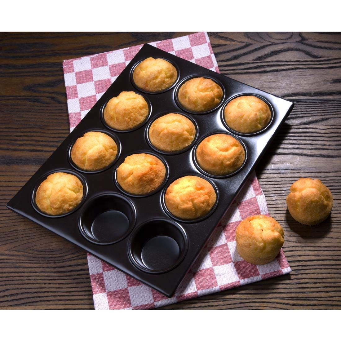 Vogue Plateau de service anti-adhésif en aluminium pour 12 muffins 36 x 28 cm
