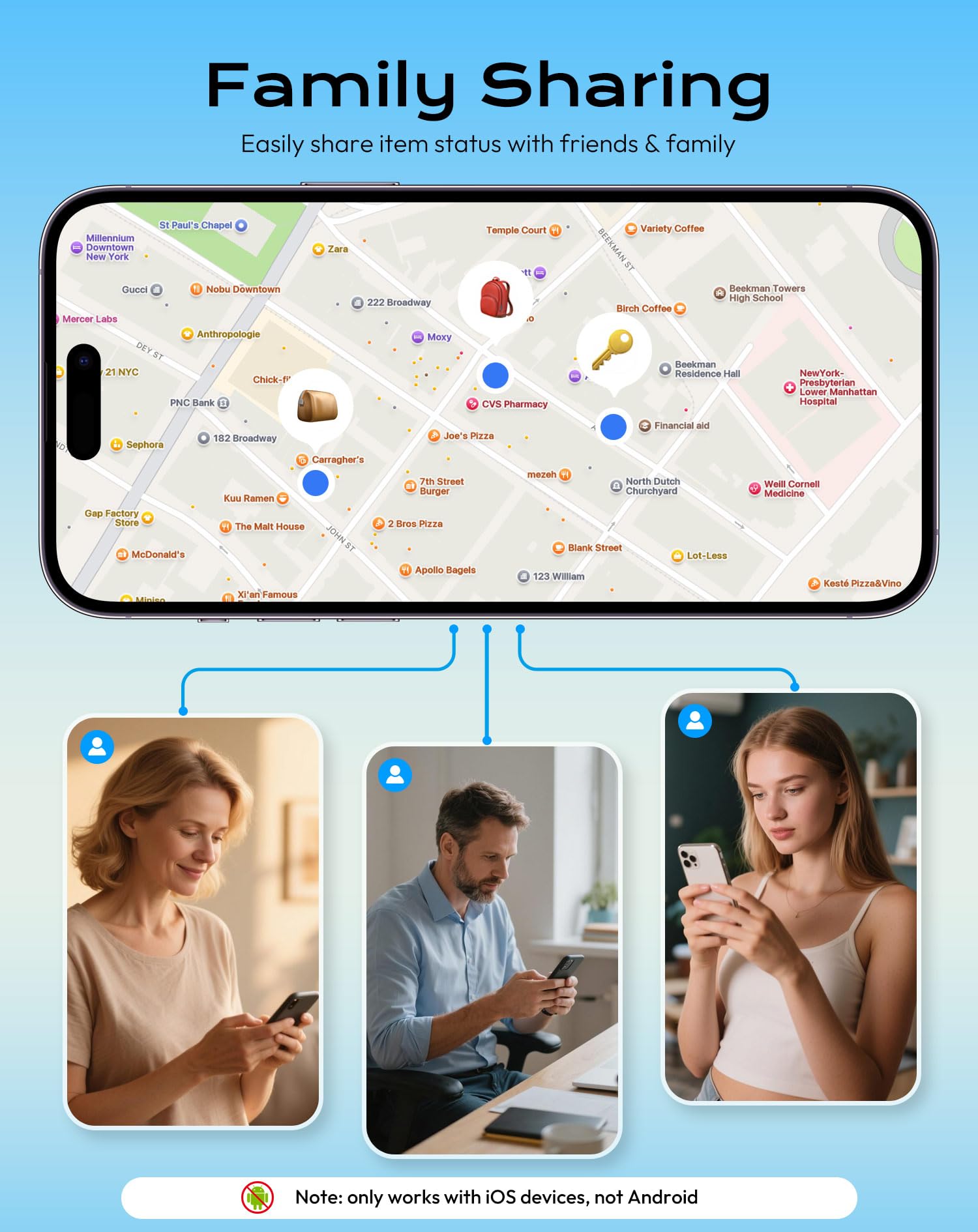 Smart Air Tracker Tag with Apple Find My, Item Finders for Luggage/Keys/Bags, Removable Battery (iOS Only) White - 5