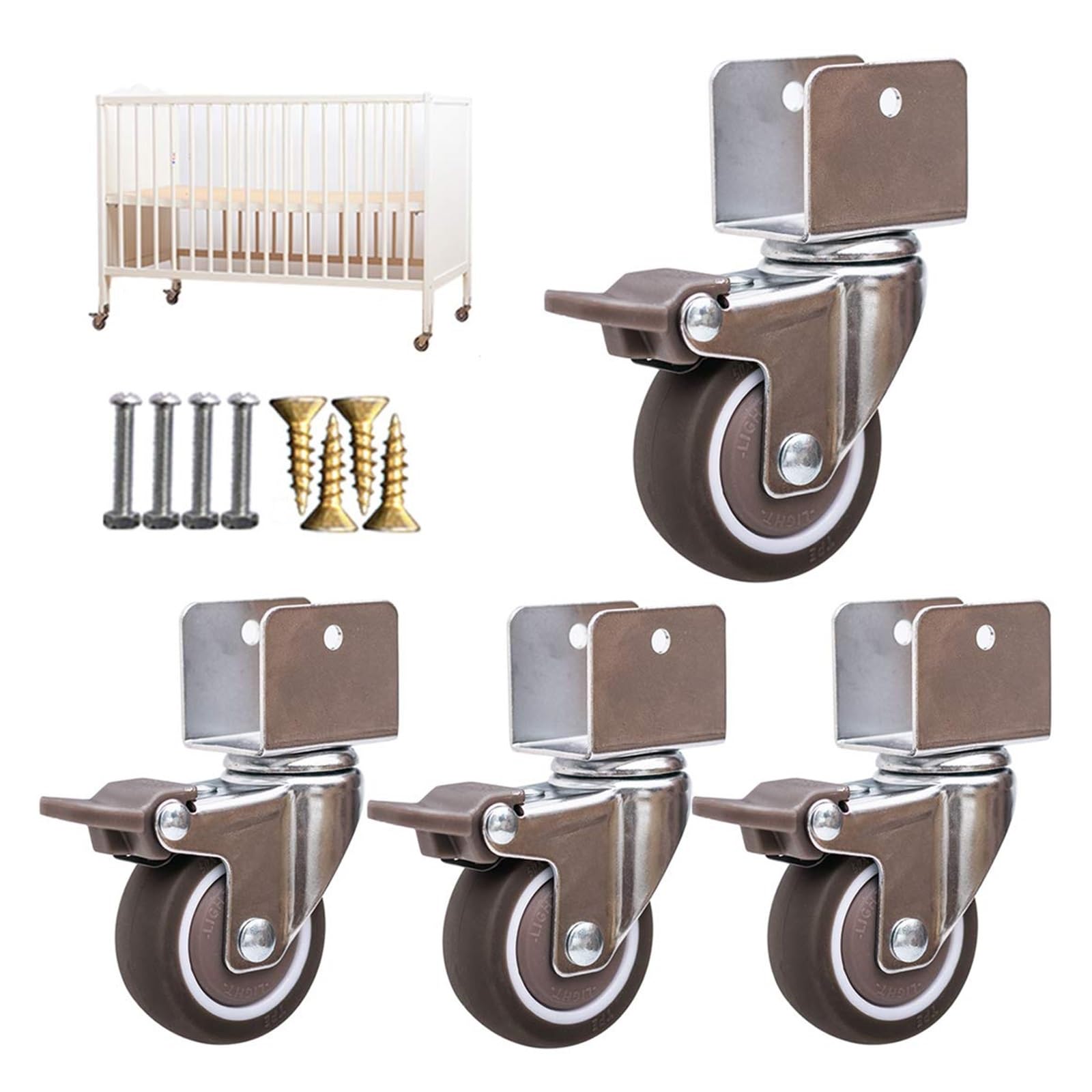 4 Ruote Girevoli, Ruote Per Mobili Con Asta M6 X 15 Mm Da 25 Mm Per Carrelli - Foto 7