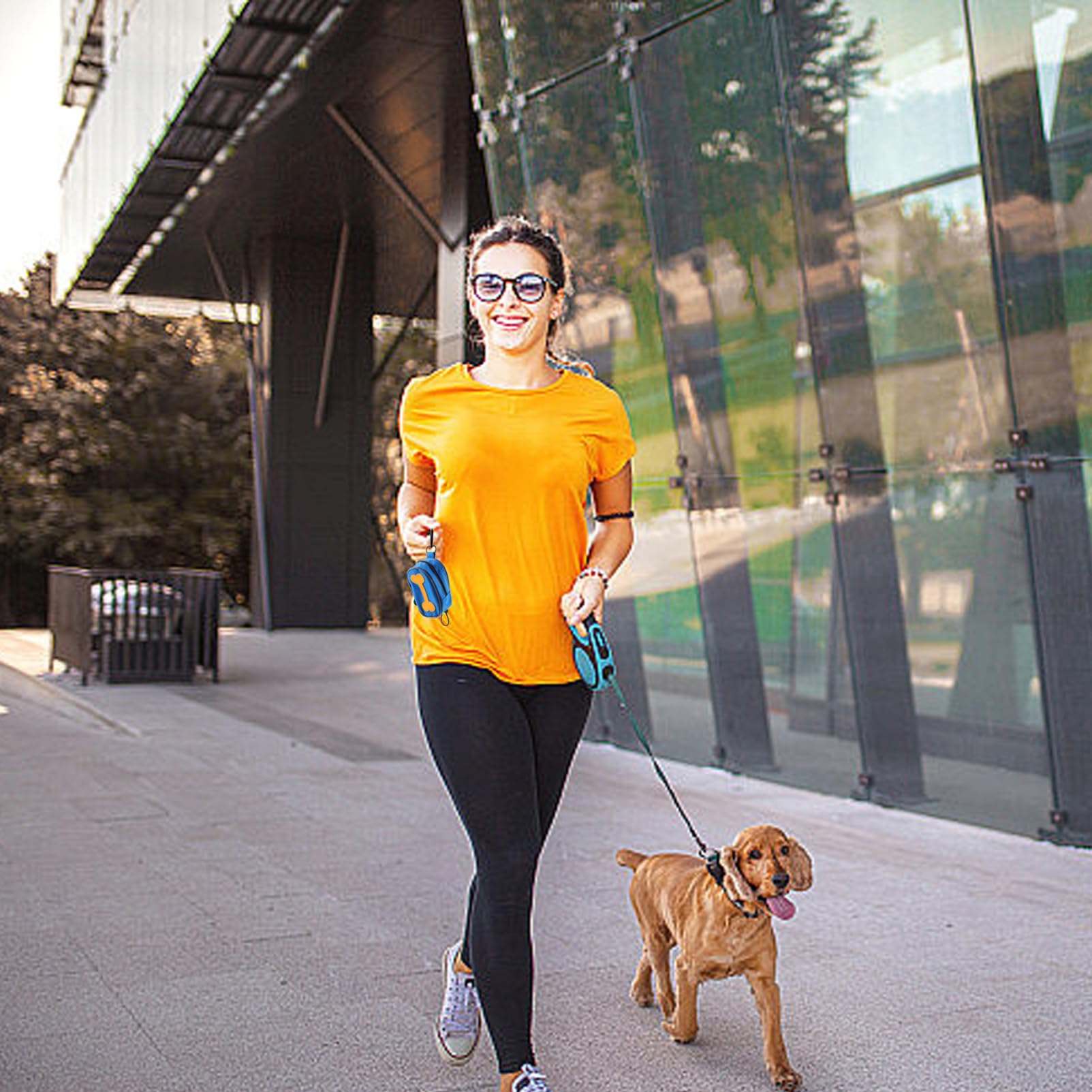 Happyyami Bolsa Dispensadora con Cremallera para Bolsas Excrementos Perros 8 Rollos de Desechables con Punto de Rotura para Dueños de Perros