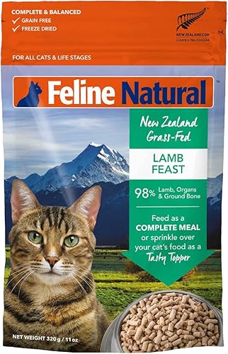 Feline Natural Alimento liofilizado para gatos sin granos cordero 11 onzas