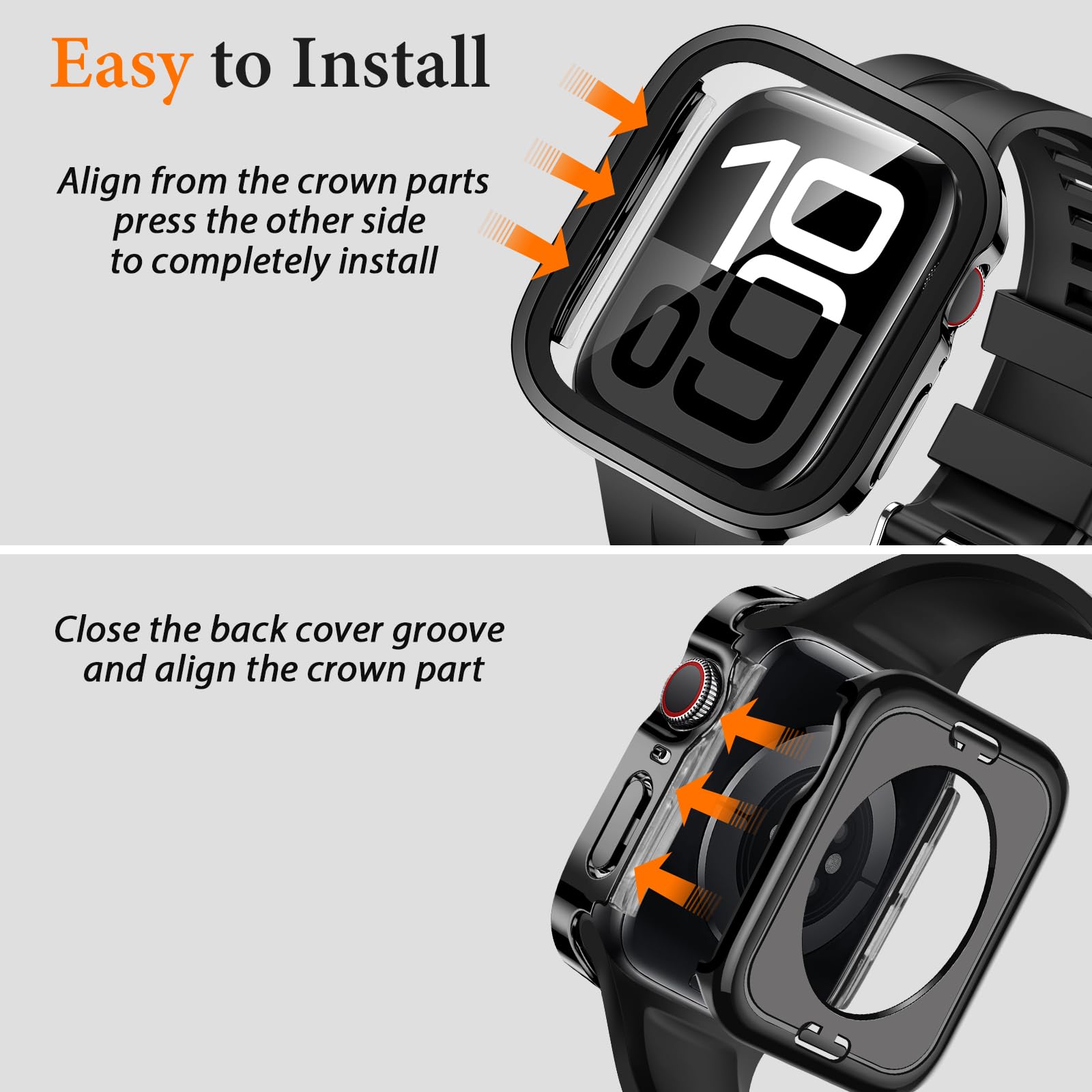 Amizee Etui 2 w 1 [2-pak] kompatybilne z Apple Watch Series 10 46 mm z wbudowaną osłoną ekranu, twarda obudowa ochronna z poliwęglanu z prostą krawędzią do iWatch 46 mm, czarne