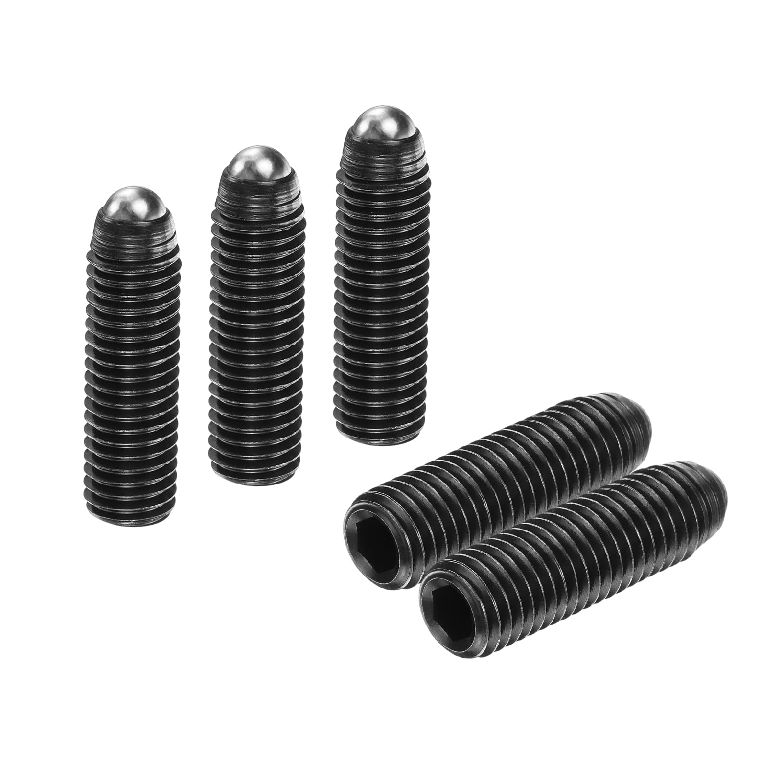 sourcing map 5pcs Screw Thread Ball Plunger M12 x 40mm High Carbon Steel Hex Socket Spring Plunger Ball for Lubrication Pneumatic Tools, Black