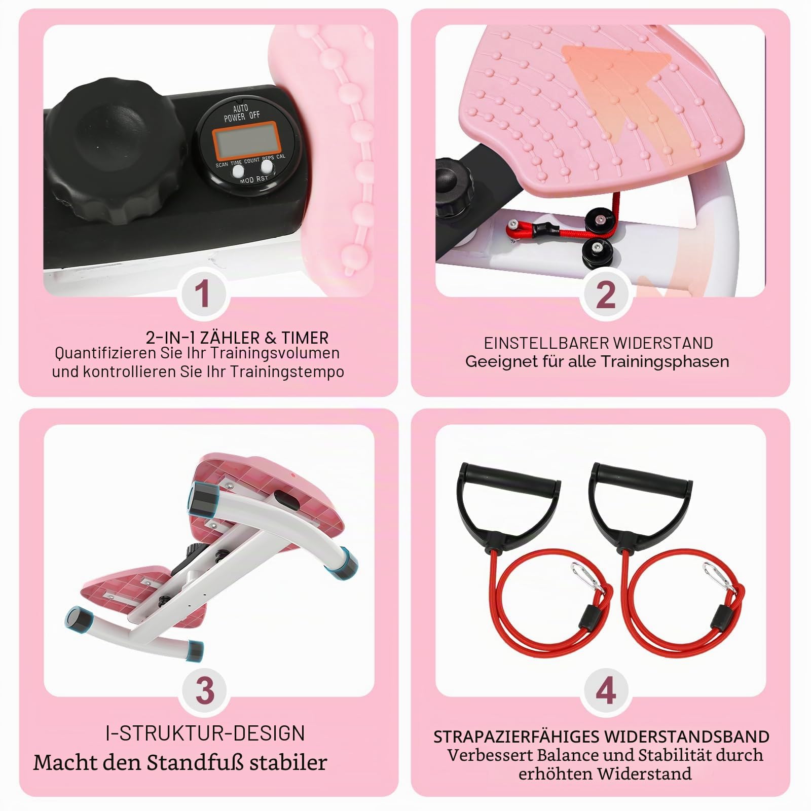 Twist Waist Disc Board mit Schrittzähler & Kordelzug, Twist Fit Drehscheibe Tragkraft 120 kg, Heimsportgerät für Gewichtsverlust, Bauchmuskeltraining, Gleichgewichtstraining, Fußmassage
