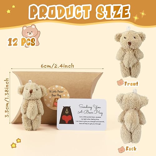 Miniatura 2 de Libima Juego de 12 cajas de almohada de animales de peluche con diseño de oso de bolsillo con etiqueta en blanco en forma de corazón para tu ser