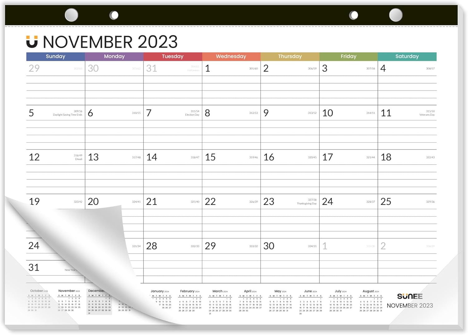 SUNEE Desk Pad Calendar 20232024 Large 17x12, 18 Months Academic Desk