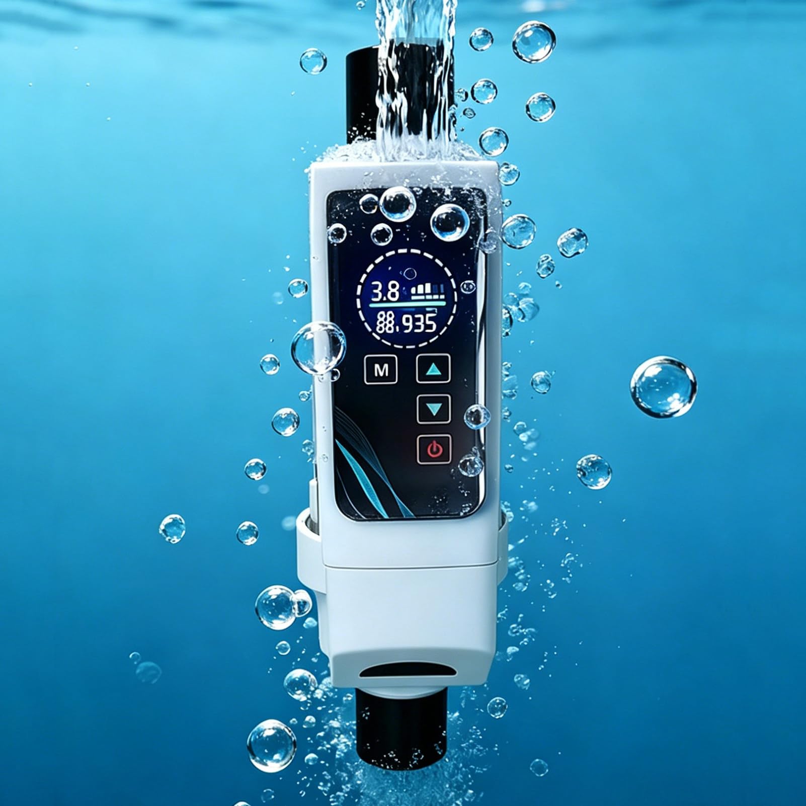 Sistemas Inteligente De CloracióN De Agua Salada para Piscinas, con Control Remoto por AplicacióN Y Wi-Fi Integrados, Limpiador De Celdas De Sal con FuncióN De Limpieza AutomáTica 32g/h