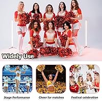 Vista 4 de Hooshing - Paquete de 2 pompones de animadora con mango tipo bastón, pompones para espíritu de equipo, deportes, bailes, animación, para niños, Negro