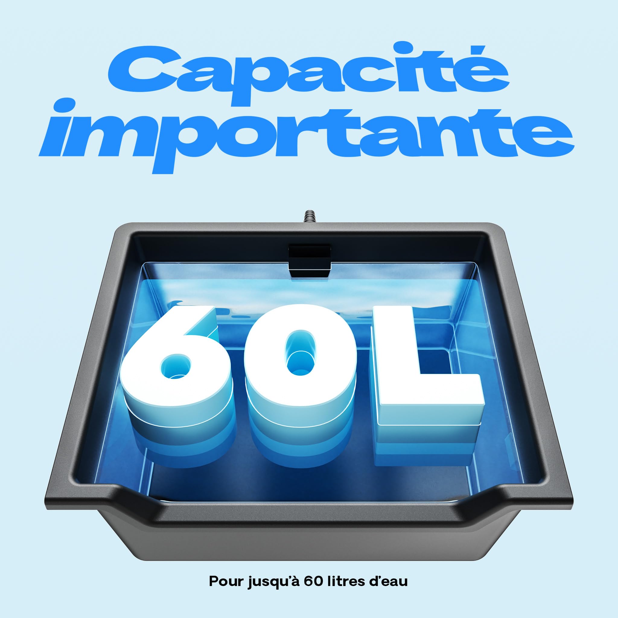 SunSun Bac pour Cascade ou Cours d’Eau en Matière Plastique renforcée de Fibre de Verre 60L