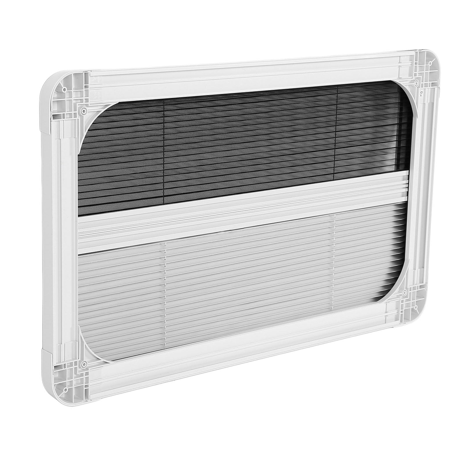 Roleta Okienna do Samochodu Kempingowego 24 X 12 Cali Odcień | Plisowany Klosz z Włókna Szklanego, Rama z Tworzywa Sztucznego, Otwory Przesuwne, Otwory Wypychane, Dopasowanie do Kampera