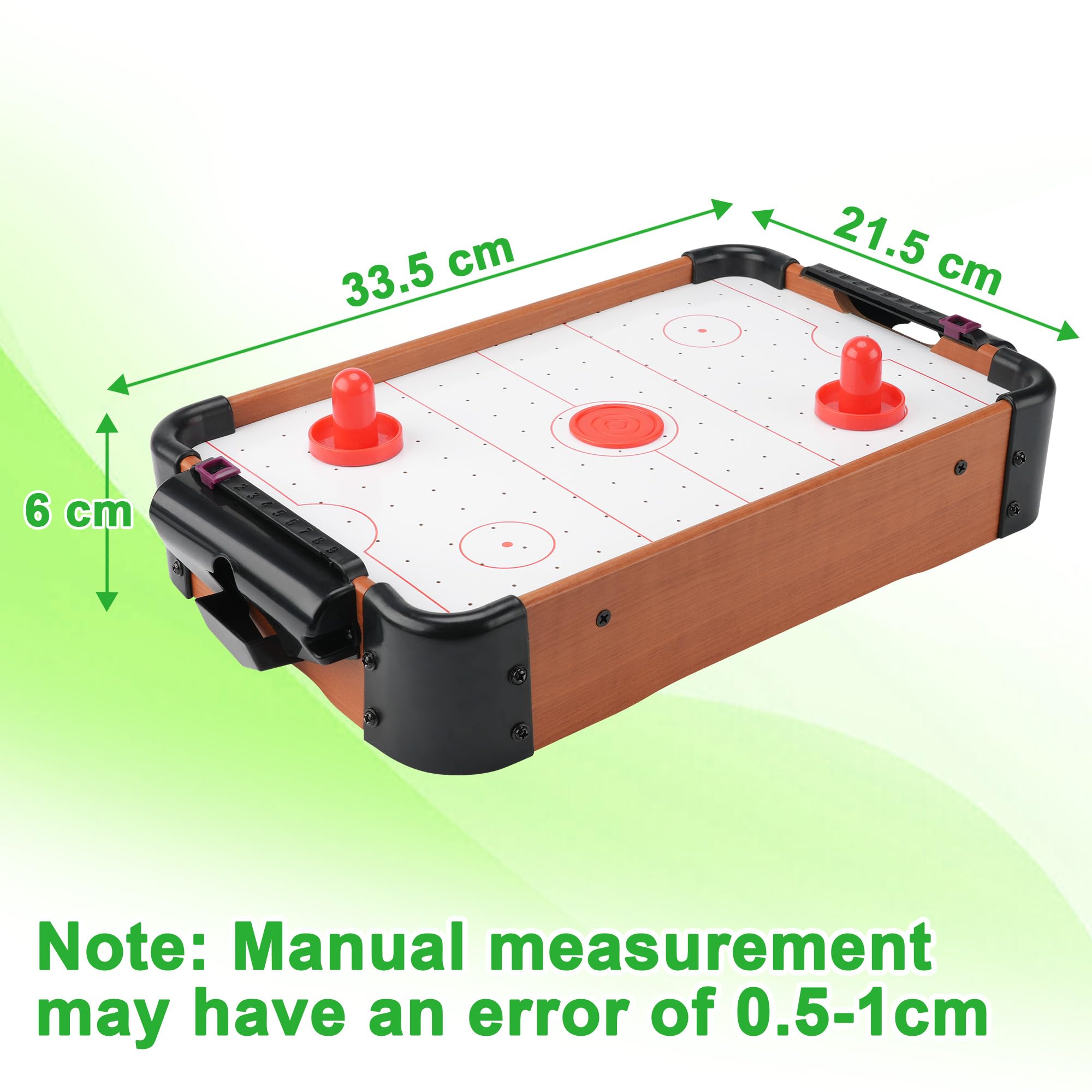 Mini Air Hockey da Tavolo in Legno MDF - Gioco Hockey ad Aria Portatile con Ventola Potente e Accessori