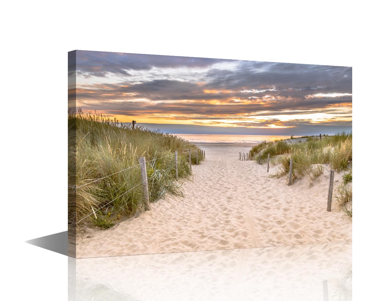 Wall Decor for Bedroom 1 Panel Tropical Beach at Sunset Print Picture Paintings Wall Art for Living Room Bathroom Two Hearts on Sand Framed Wall Art Seascape Wall Decor Ready to Hang (24''Wx 36''H)
