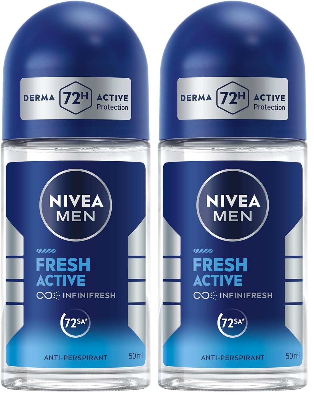 NIVEA MEN Erkek Roll on Deodorant 50 ml,Terlemeye Karşı 72 Saat Koruma,Okyanus Özleri Kokusu,Uzun Süren Ferahlık,Yapışkan His Bırakmaz,Etil Alkol İçermez (2 paketi)