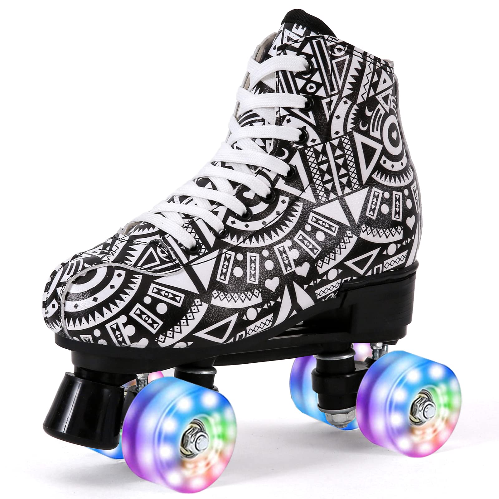Plmokn Womens Outdoor Roller Skates Four Wheeled Shiny Indoor