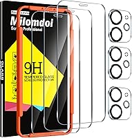 Vista 11 de Milomdoi Paquete de 3 Protectores de Pantalla para Apple iPhone 11 Pro Max con Paquete de 3 Protectores de Lente de Cámara de Vidrio Templado