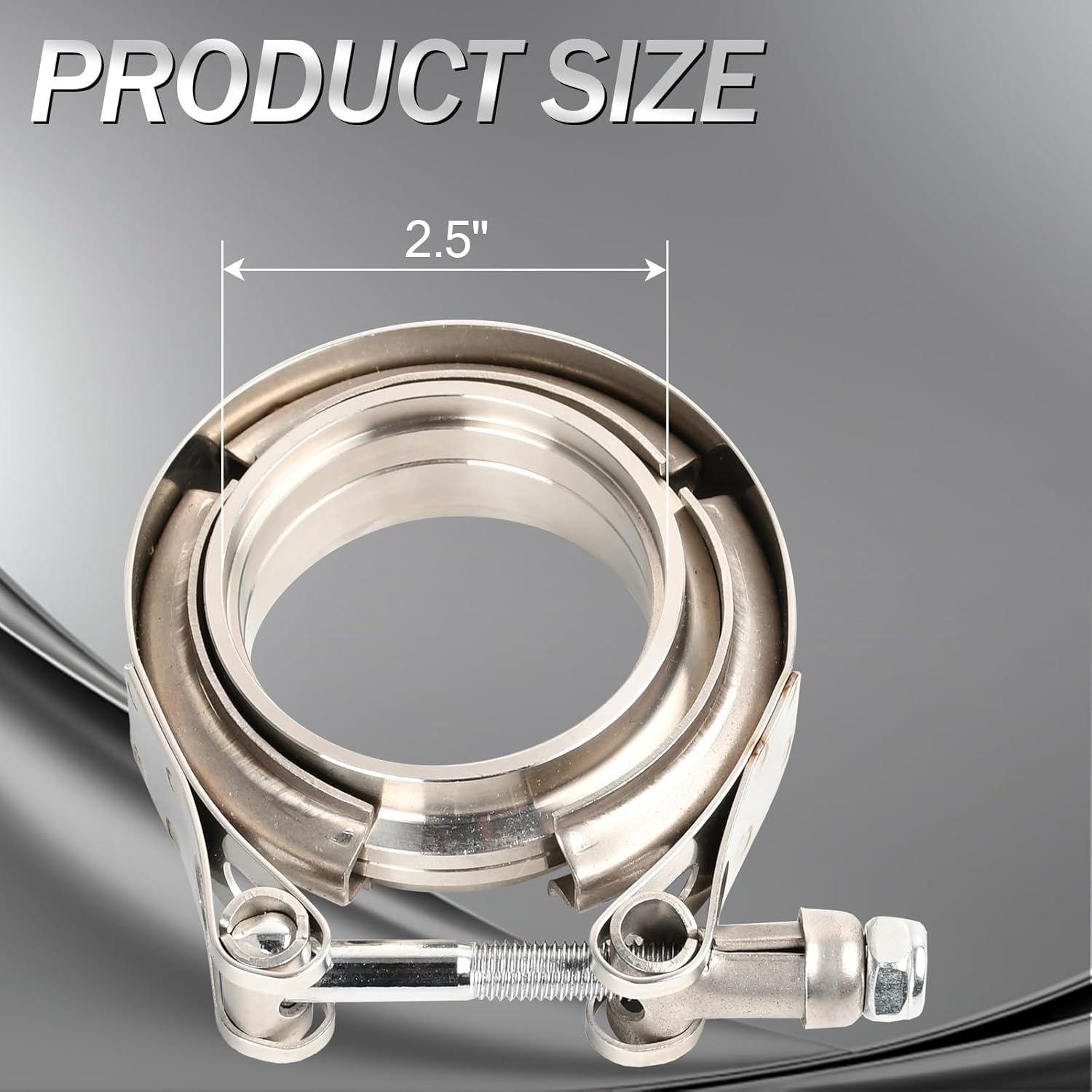 T304 Stainless Steel 2.5'' Inch V Band Bolt Clamp With Male Female Flanges Assembly For Exhaust System,Turbocharger,Exhaust Clamps 2PCS