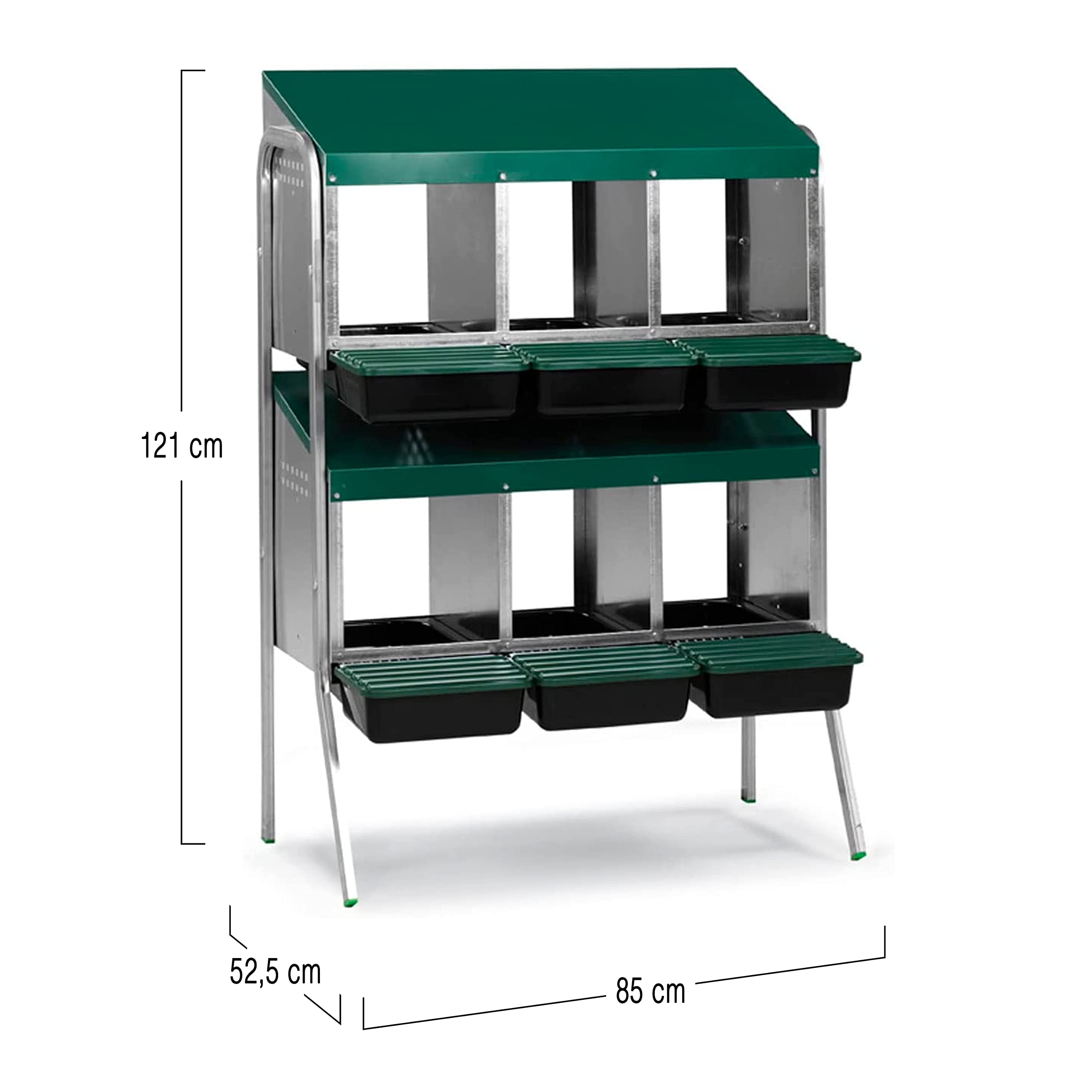 FINCA CASAREJO Ponederos para gallinas - Ponedero Huevos Eco 6 Huecos - Ponedero en Batería + Guía Práctica sobre los Huevos - Nido para Gallinas con Cajón Escamoteador