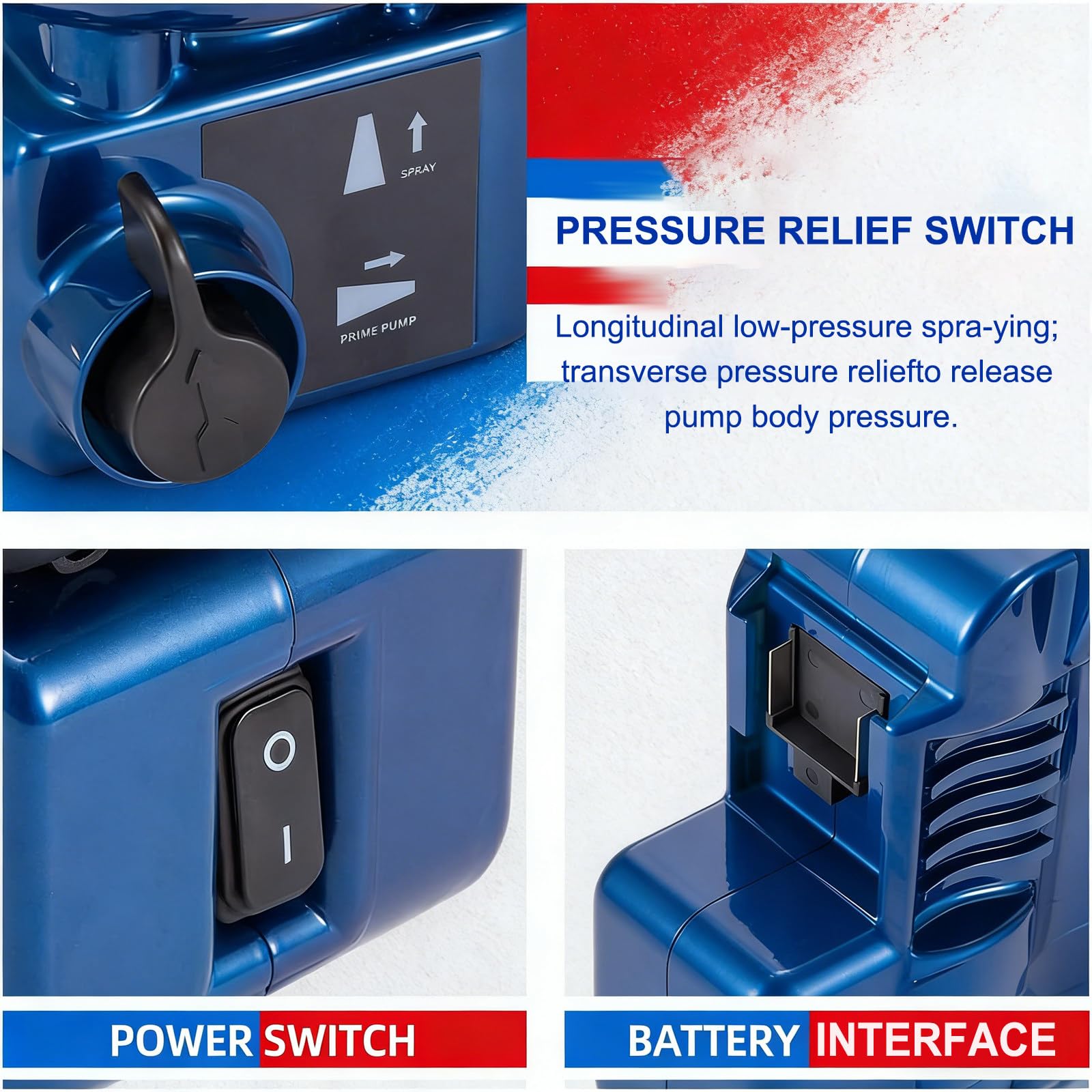 Pulverizador de Pintura inalámbrico Airless de 550 W, Pistola pulverizadora portátil con batería de Litio, tolva de 1,2 L, presión máxima de 15 MPa y Ajuste de 6 velocidades 2battery