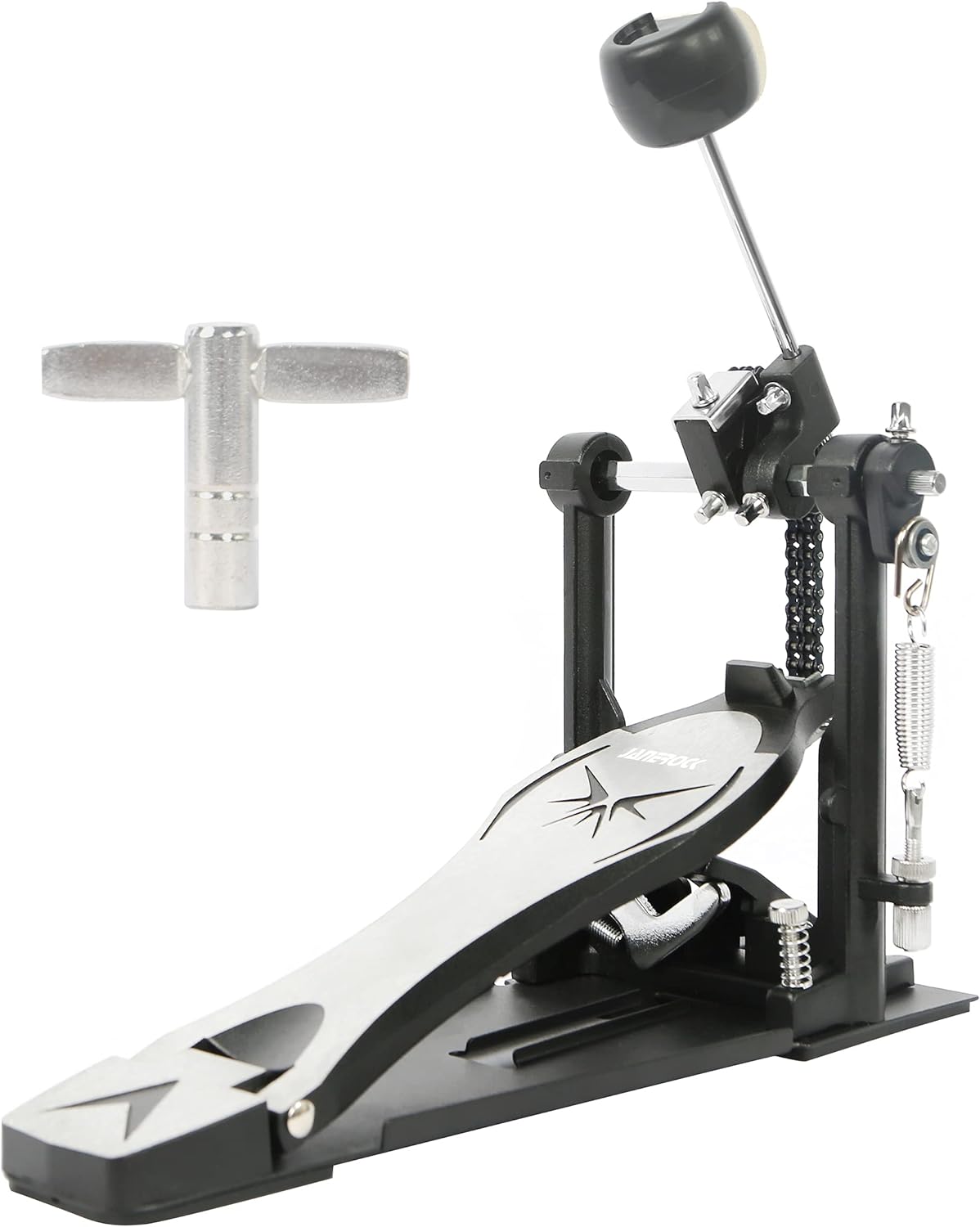 Drum Pedal,Janerock Bass Drum Pedal Double Chain Pedal Single Pedal Hammer Suitable for Drum Set and Electronic Drums
