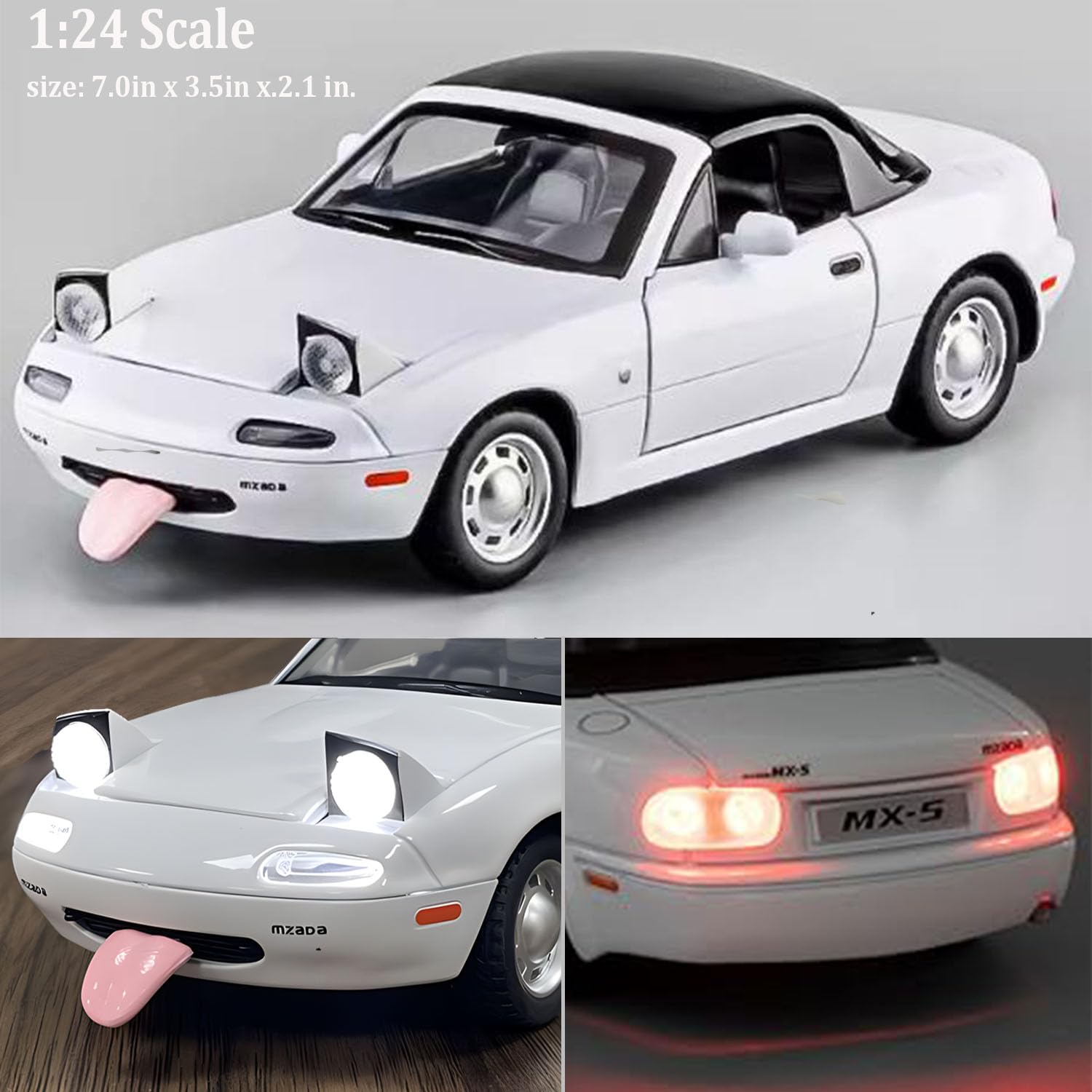 Mzexoma Mazda Miata MX5 Toy Car 1/24 Diecast Model Cars, Car Toys