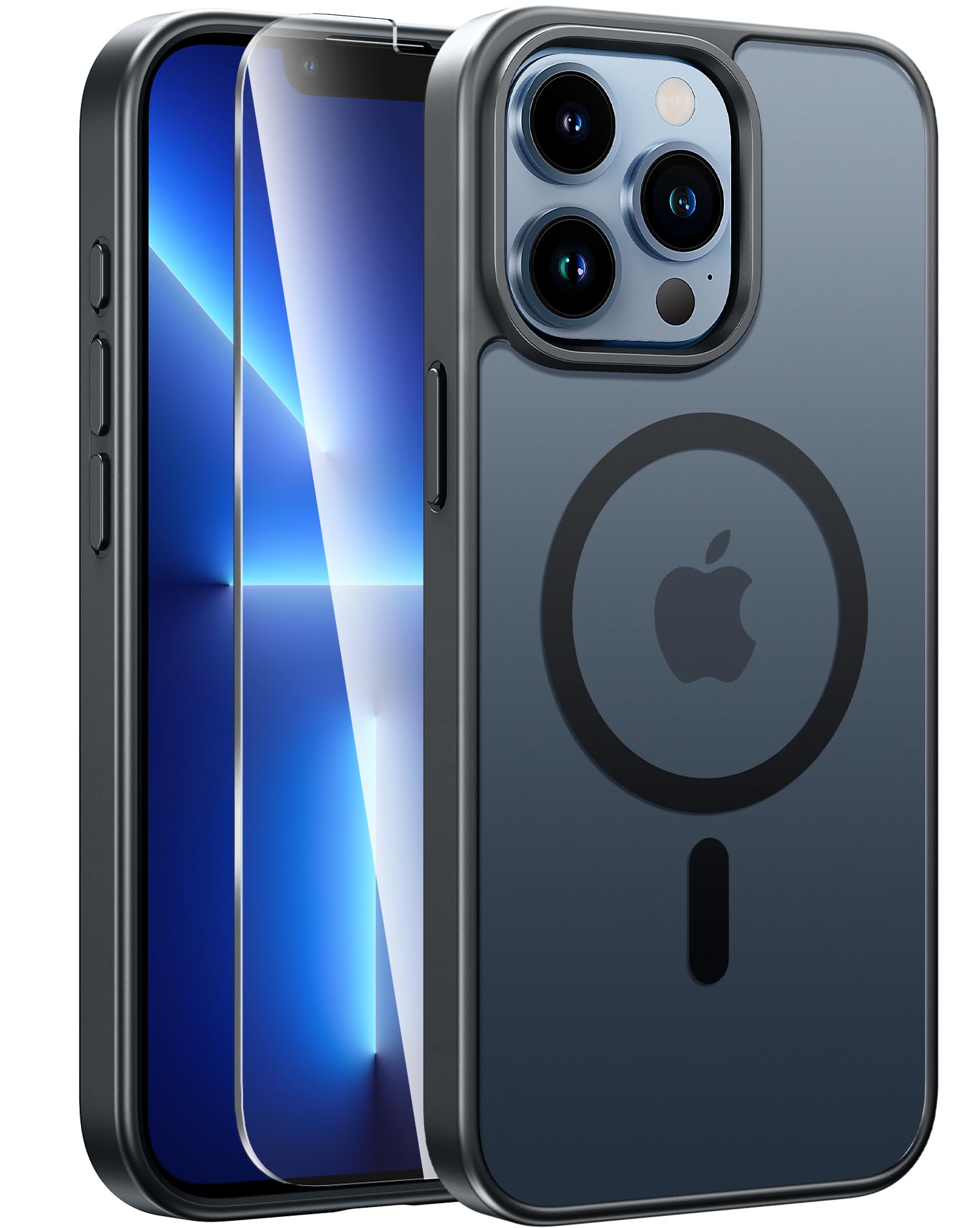 FNTCASE for iPhone 13 Pro Case: [Compatible with Magsafe] Translucent Matte Cases with [Screen Protector] Military Grade Shockproof Protective Phone