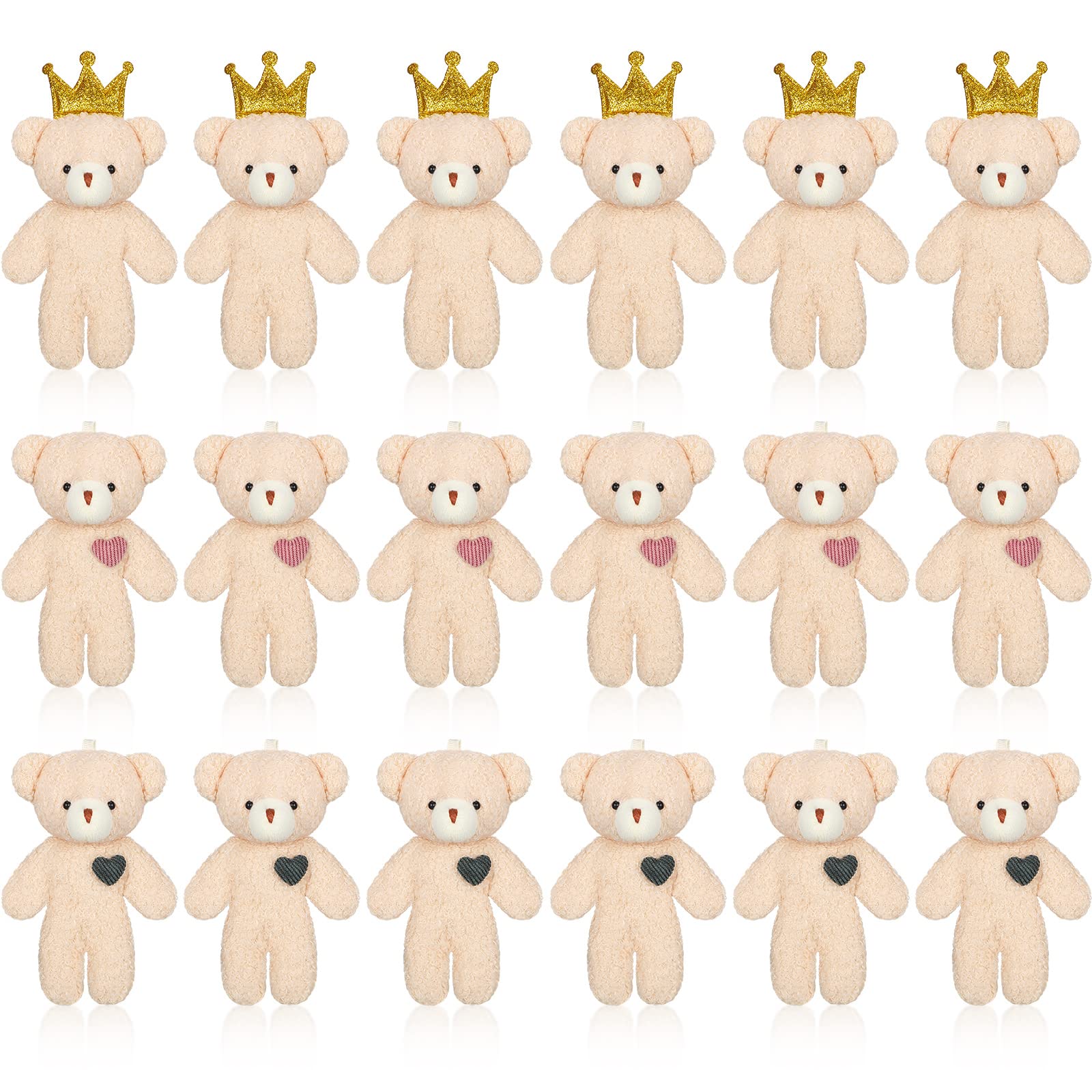 Kasyat 18 Pieces Mini Bear 4.7 Inch Bear Keychain Small Bear Stuffed Animal Jointed Bear Soft Tiny Bear Doll for DIY Keychain Graduation Birthday Wedding Xmas Decorations Party Favor (Mixed Style)