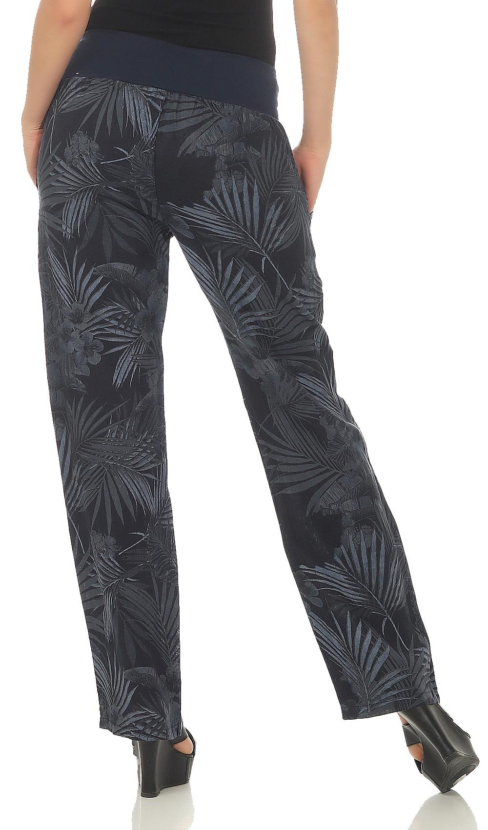 Malito Donna Pantaloni di Lino Bloomers Stampa delle Giungla Chino 7790