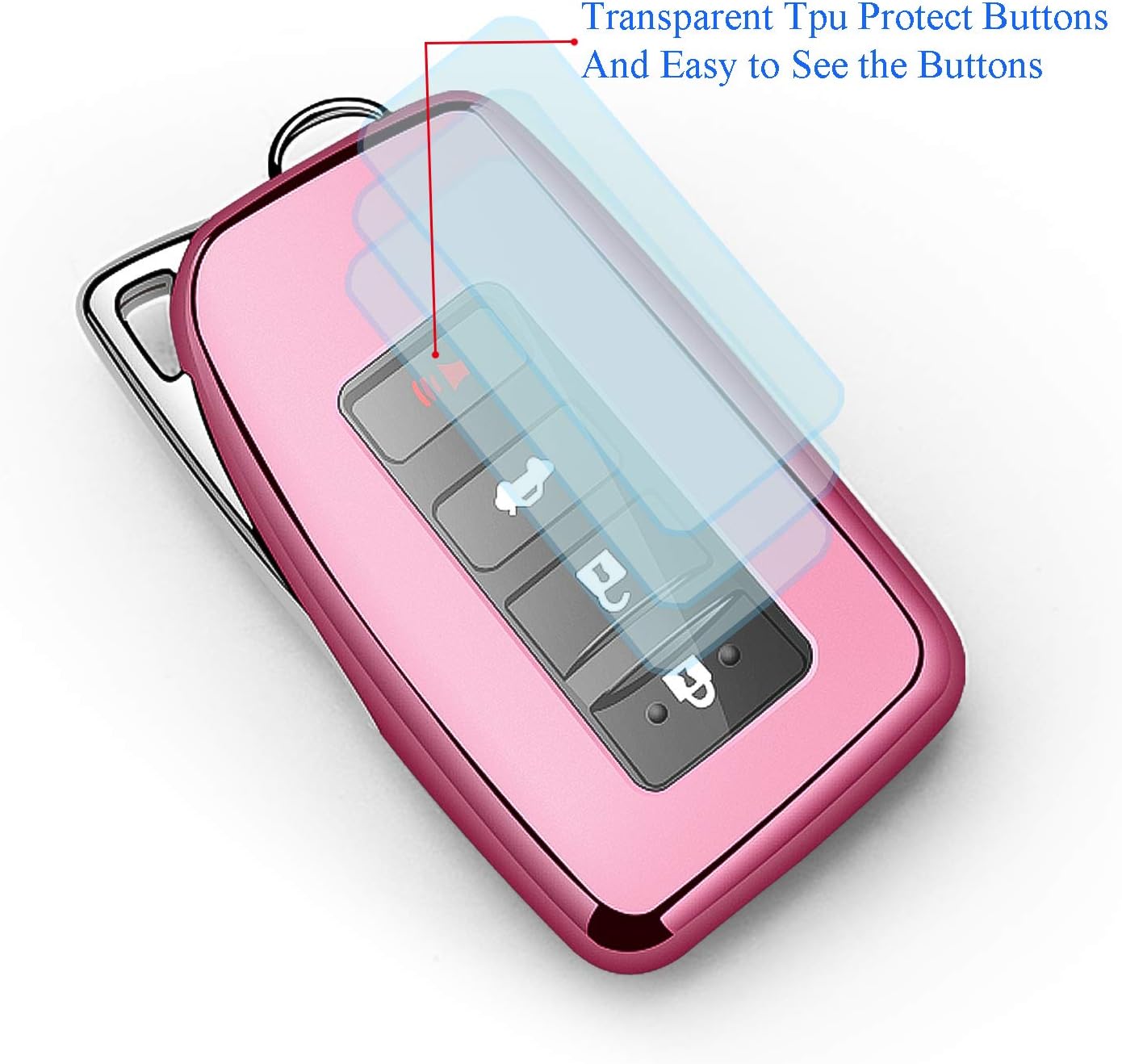 Tukellen for Lexus Key Fob Cover Premium Soft TPU Full Protection Key Shell Key Case Compatible with Lexus ES is GS NX LS RX RC 300h 350 200t 250 300 F 450h 460 600h Smart Keyless Fob Remote Key-Pink
