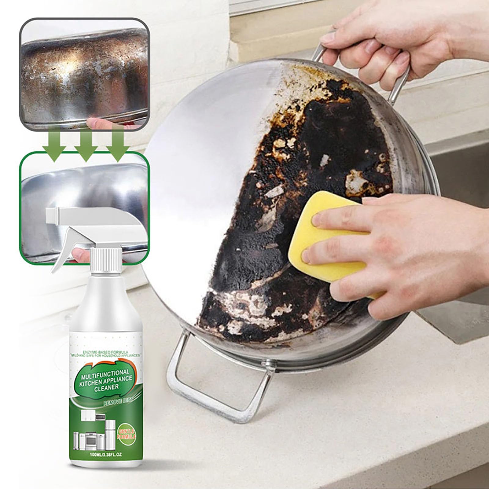 Detergente schiumogeno enzimatico multiuso, spray detergente per elettrodomestici da cucina, sgrassatore resistente per rimuovere macchie, versatile, potente e perfetto per la casa (3Pcs)