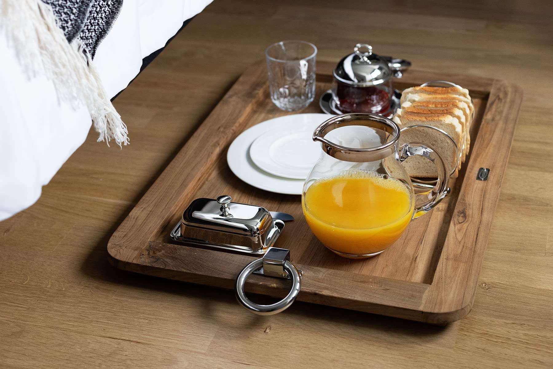 EDZARD Jarra Olivia, vidrio soplado con borde de platino, altura 16 cm, capacidad 1 litro, cántaro, jug, taza, pitcher, jarron, para agua, zumo, té helado