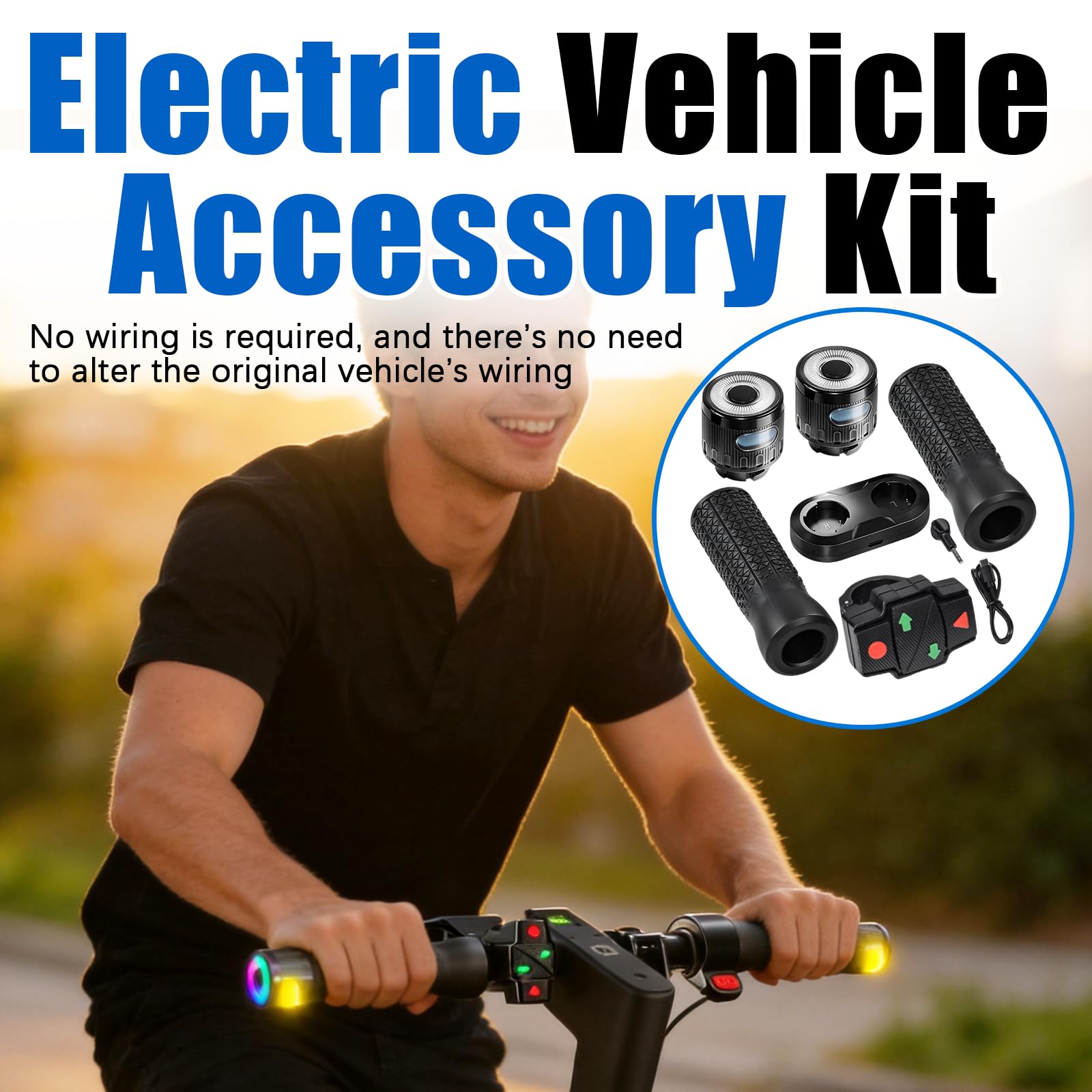 Clignotant de Vélo électrique avec Poignée, Clignotants Magnétiques à Recharge avec Télécommande Lumière d'avertissement pour Guidon de 22 mm pour M365/Max