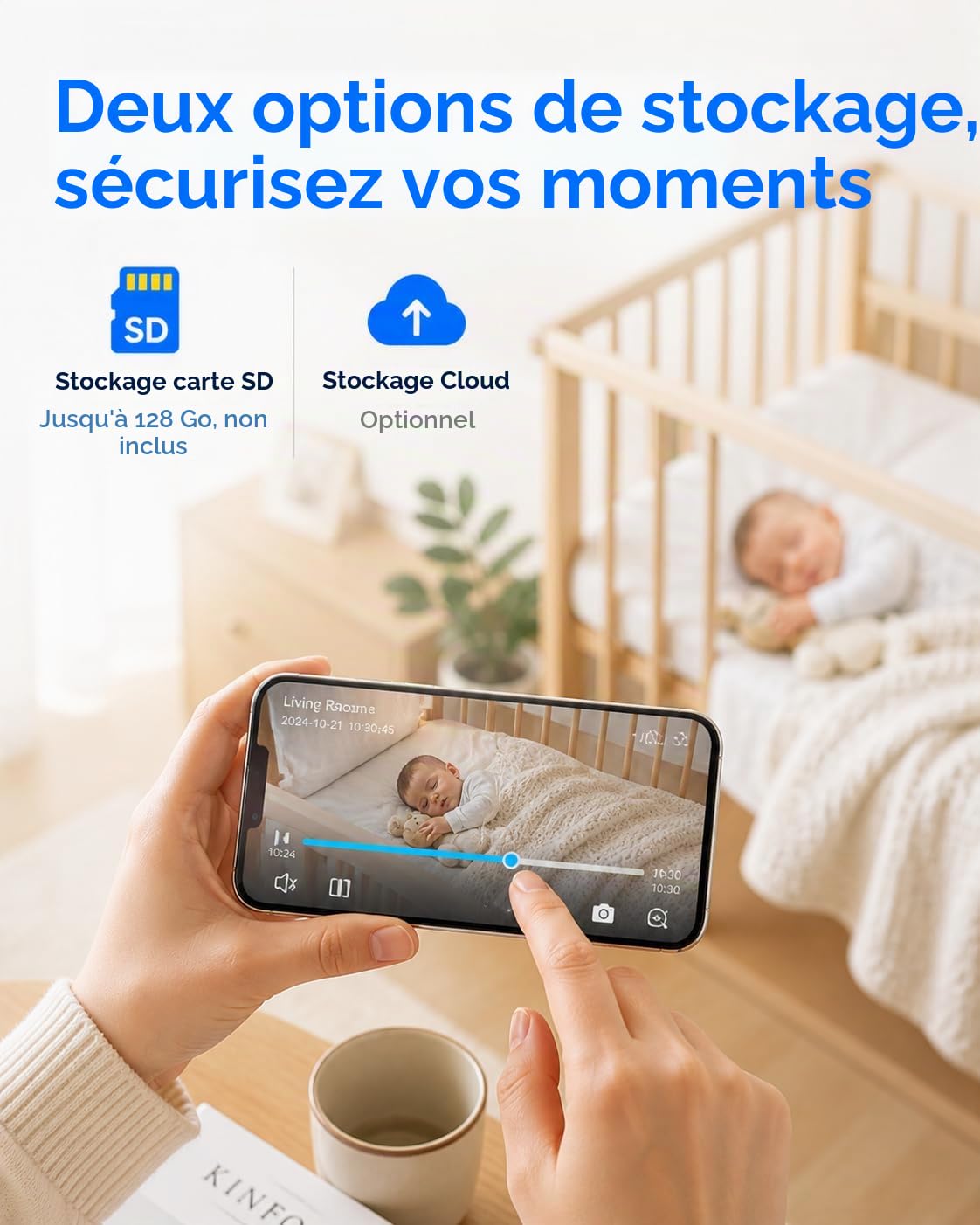 Caméra de sécurité d'intérieur inclinable 5G/2,4 G, 1080p pour moniteur de bébé/personne âgée, caméras de vidéosurveillance WiFi, sirène d'alarme, vision nocturne, conversation bidirectionnelle, SD