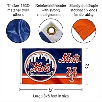 Vista 2 de WinCraft Bandera con logotipo de los New York Mets de 3 x 5 pies con ojal