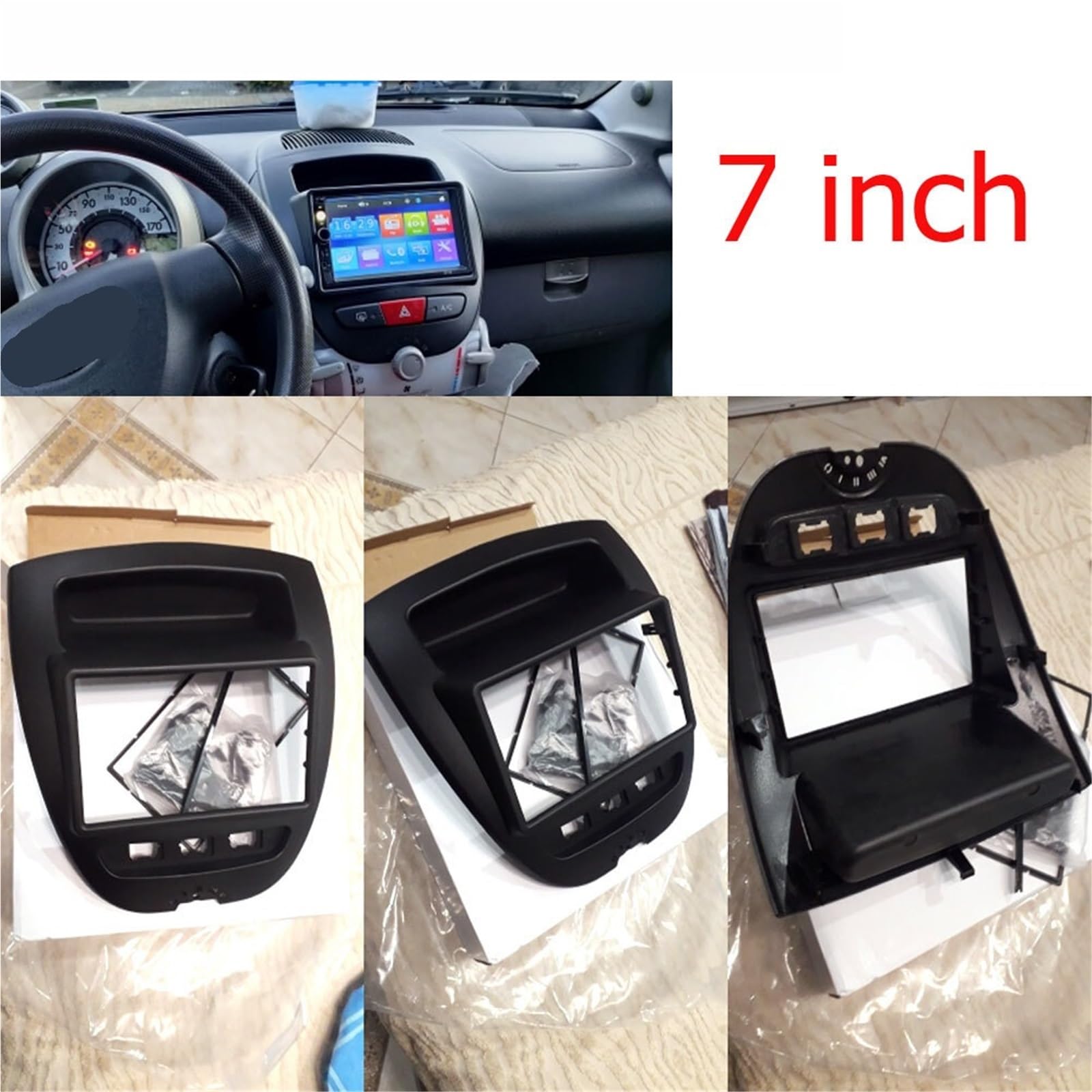 Compatible con Toyota Aygo Compatible con Citroen C1 Compatible con Peugeot 107 2005-2014 Kit de Fascia Panel de Radio Cubierta para estéreo Marcos para Dispositivos