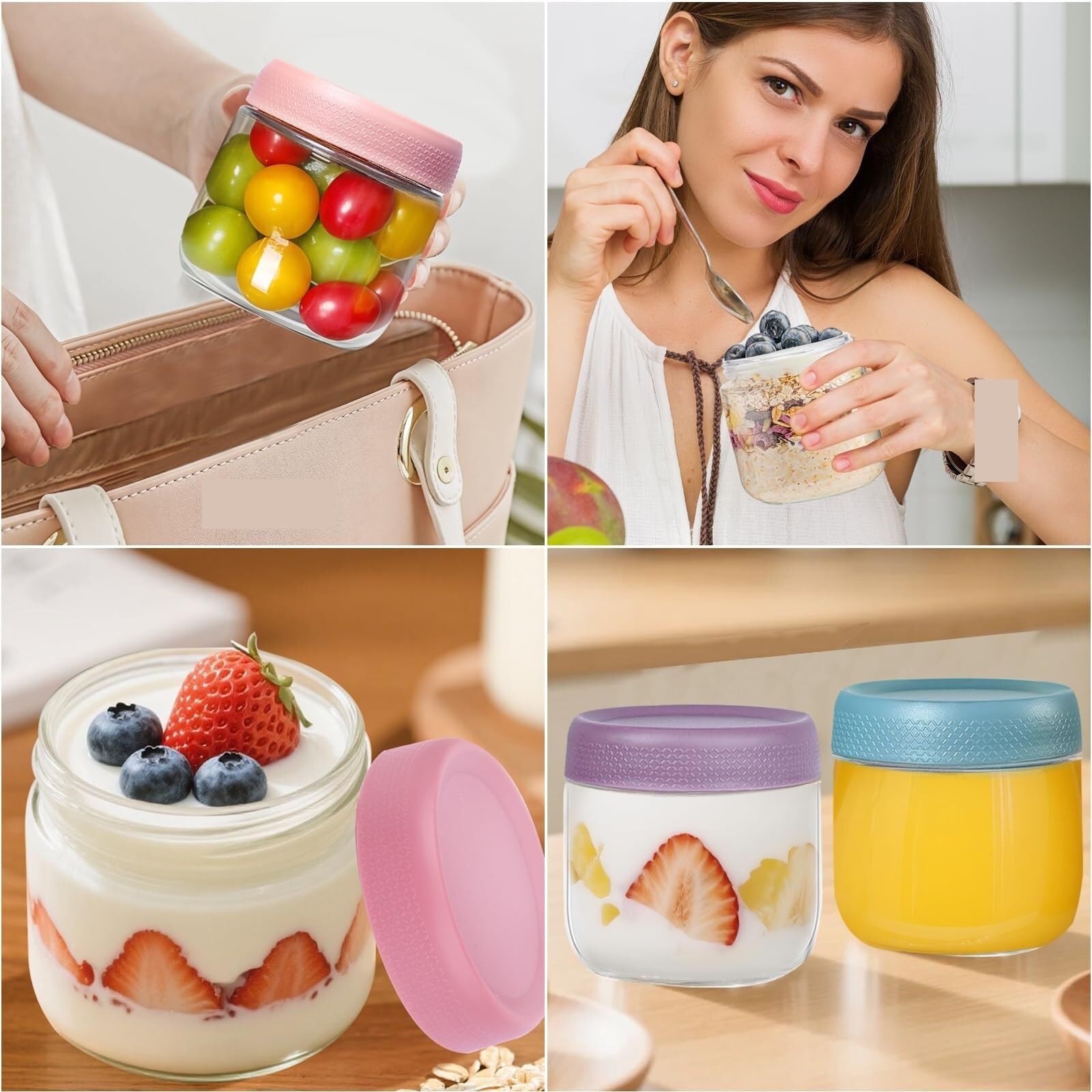 Vorratsgläser - Küche Luftdicht 6 Packungen Glasgefäß Mit Deckel, Wiederverwendbare Weithalsgläser For Salatdressing Vorratsdosen