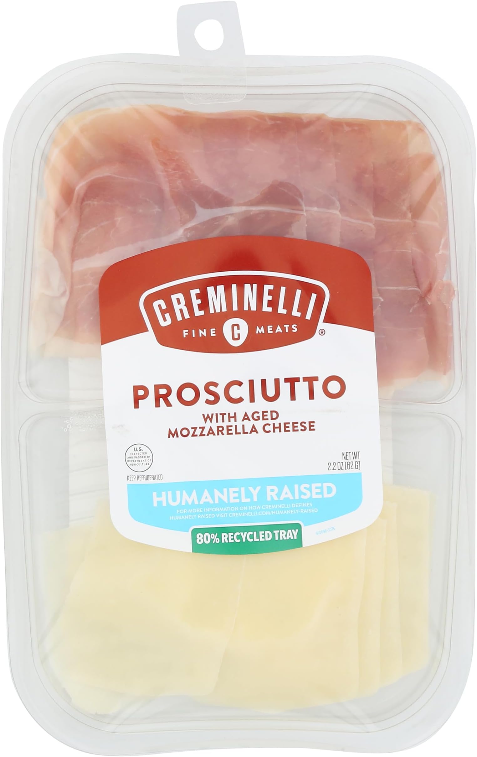 Creminelli - Italian Artisan Handcrafted Fine Meats, Sliced Prosciutto Salami with Aged Mozzarella Cheese, 2.2 Ounce