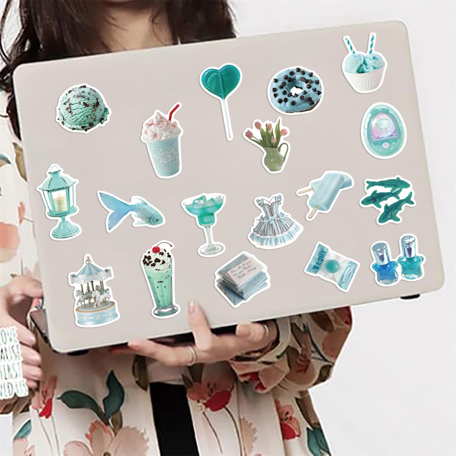 CEHUIUN 122-Piece Leaf Sticker Pack - Cartoon Green Vinyl, Waterproof Decals For Water Bottles, Laptops, Skateboards