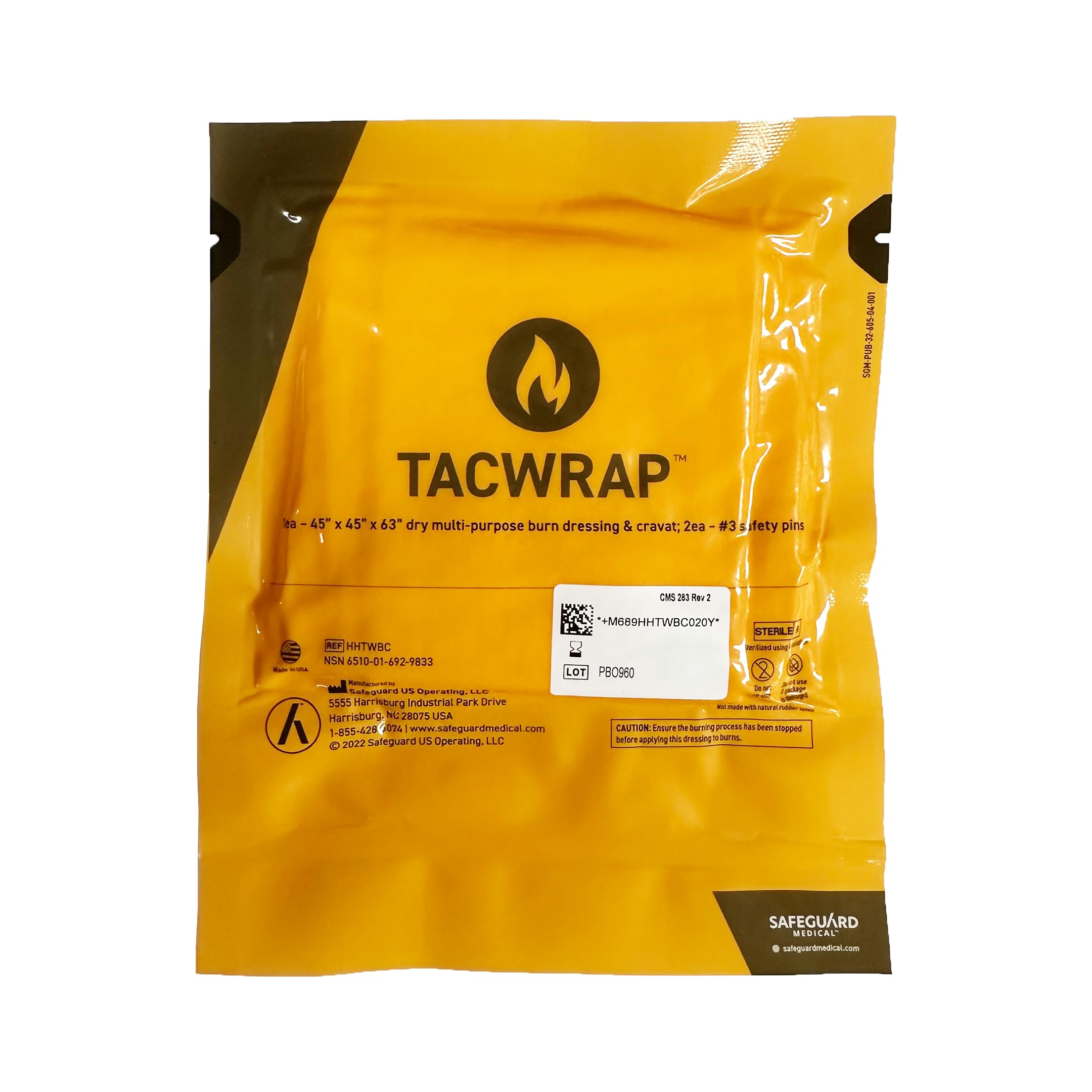 - Safeguard TACWrap Multi-Purpose Burn Cravat | Multiuse Bandage, Burn Dressing, Sling, Strap | Sterile, Non-Adherent | Made in The USA