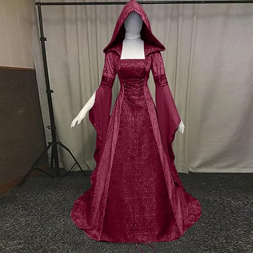 Miniatura 6 de Vestido gótico para mujer con capucha medieval, traje con corsé, renacentista, vestido victoriano