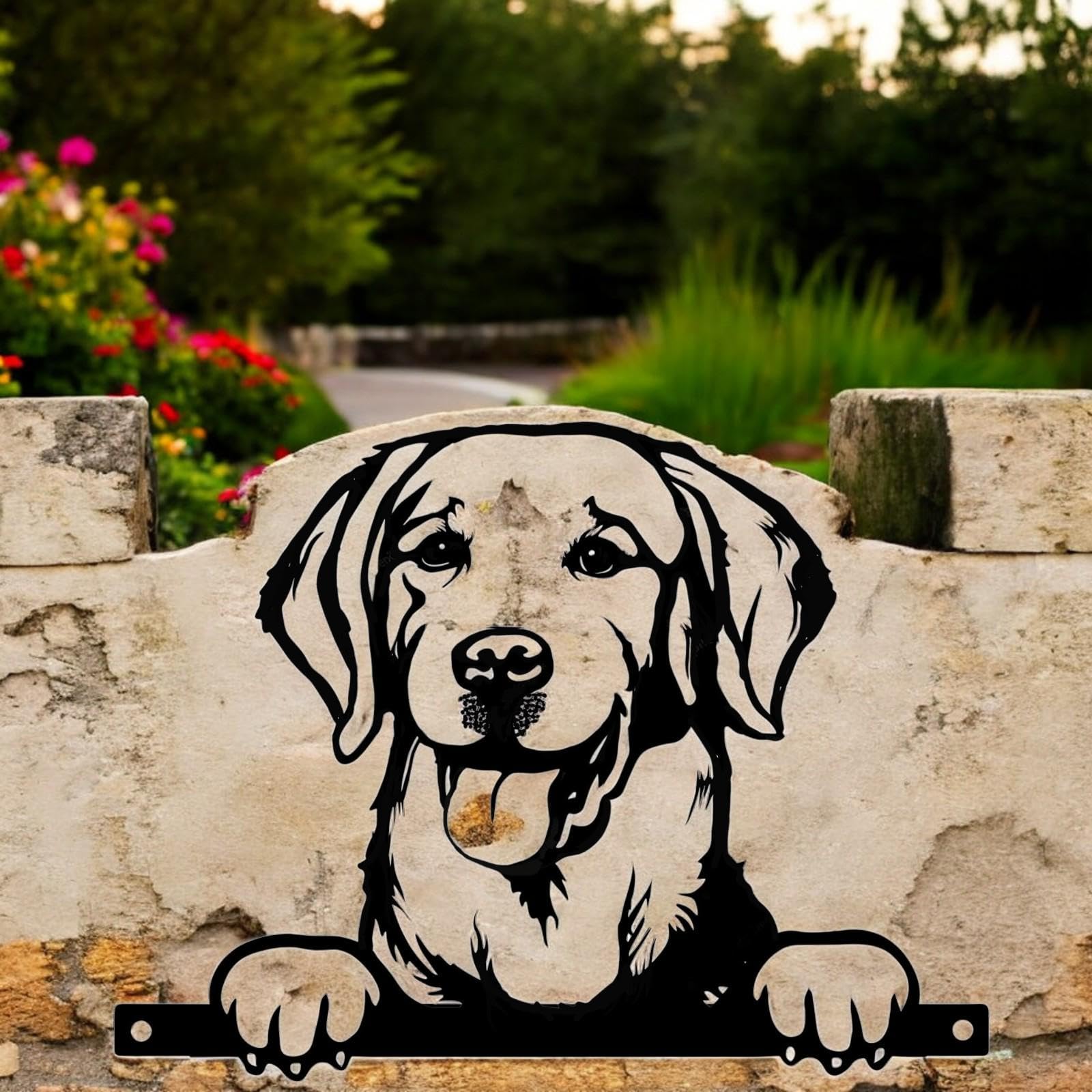 Epsom Door Handle Metal Labrador Retriever Peeking Dog Silhouette – 28cm x 32cm | Decorative Metal Labrador Art for Home & Garden Décor
