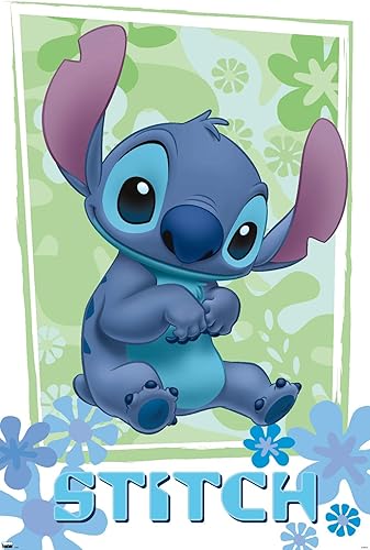 Trends International Disney Lilo and Stitch - Póster de pared de flores, 22.375 x 34 pulgadas, versión sin marco