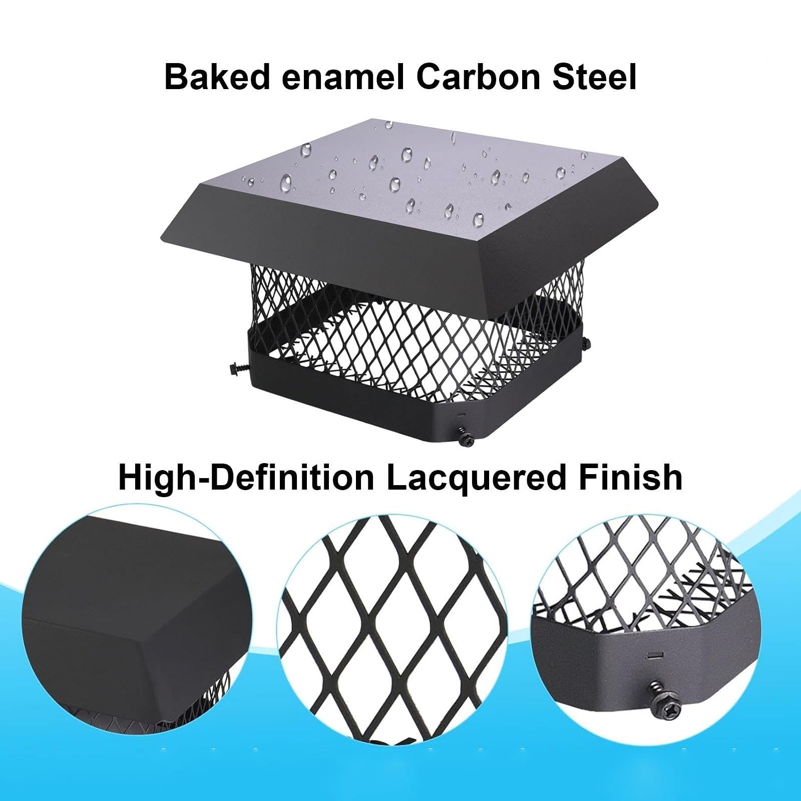 Capot de Cheminée Carré en Acier Carbone Émaillé, pour Cheminée en Brique